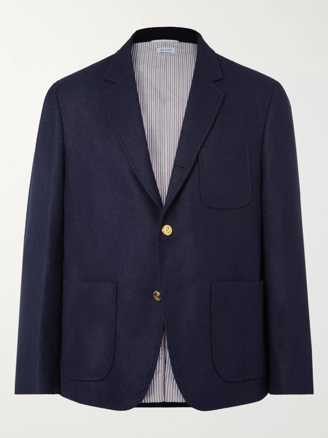 Thom Browne Unstructured Shetland Wool Blazer In Blue