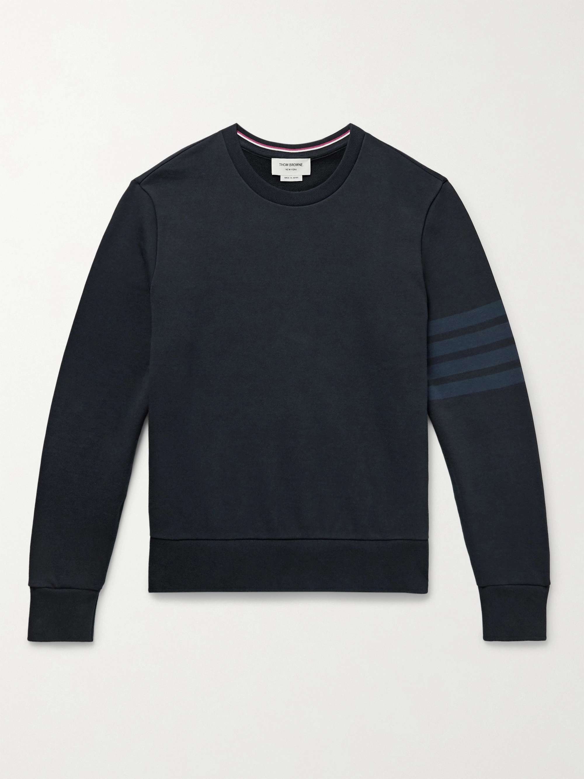 THOM BROWNE Slim-Fit Striped Cotton-Jersey Sweatshirt