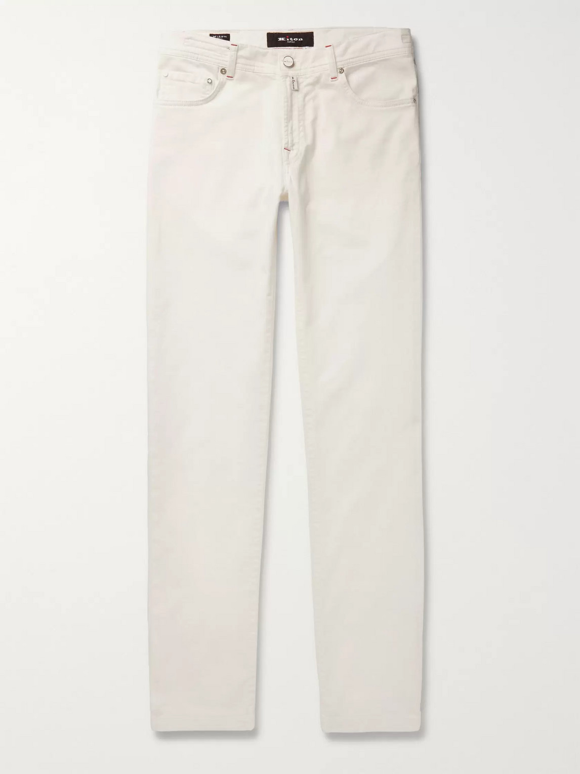 Kiton Slim-fit Stretch-denim Jeans In White