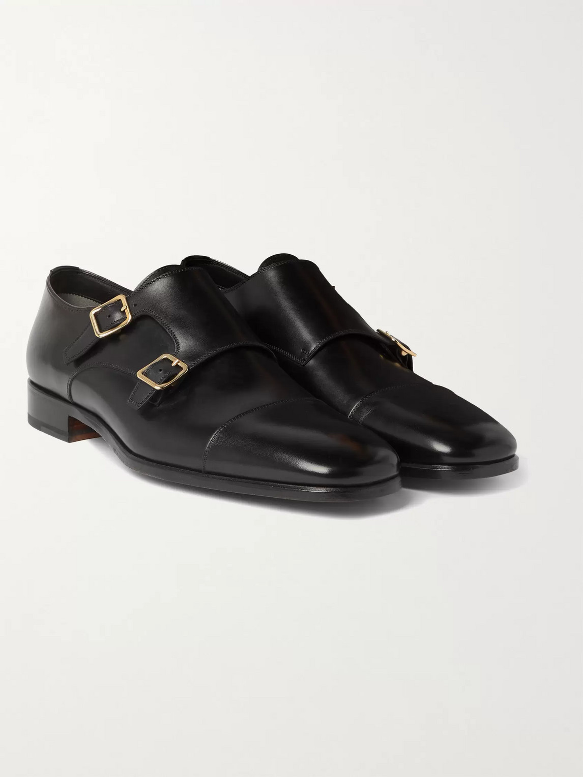 TOM FORD BURNISHED-LEATHER MONK-STRAP SHOES