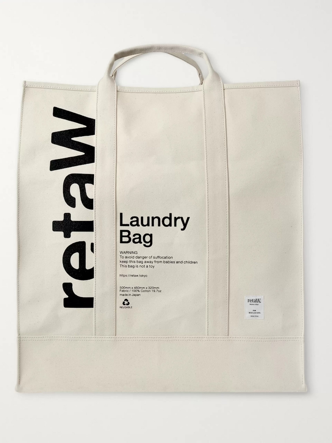 Retaw Printed Cotton-canvas Laundry Bag In White