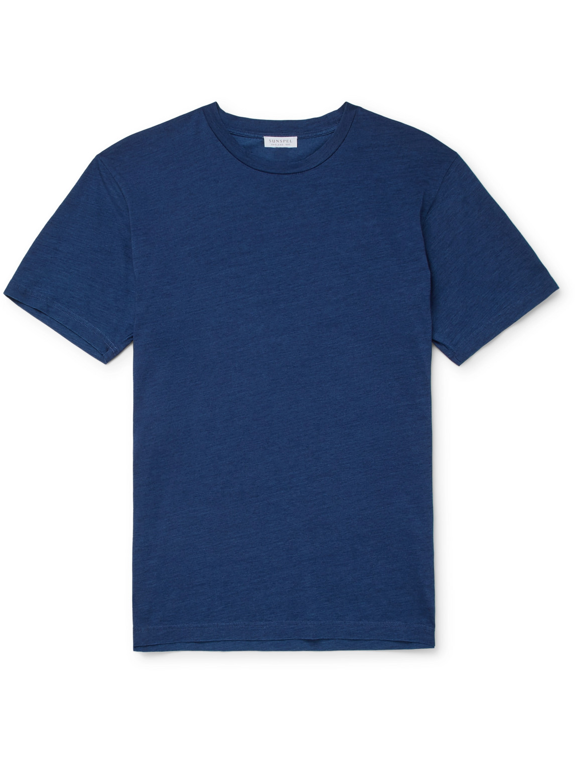 sunspel - indigo-dyed organic cotton-jersey t-shirt - men - blue - s