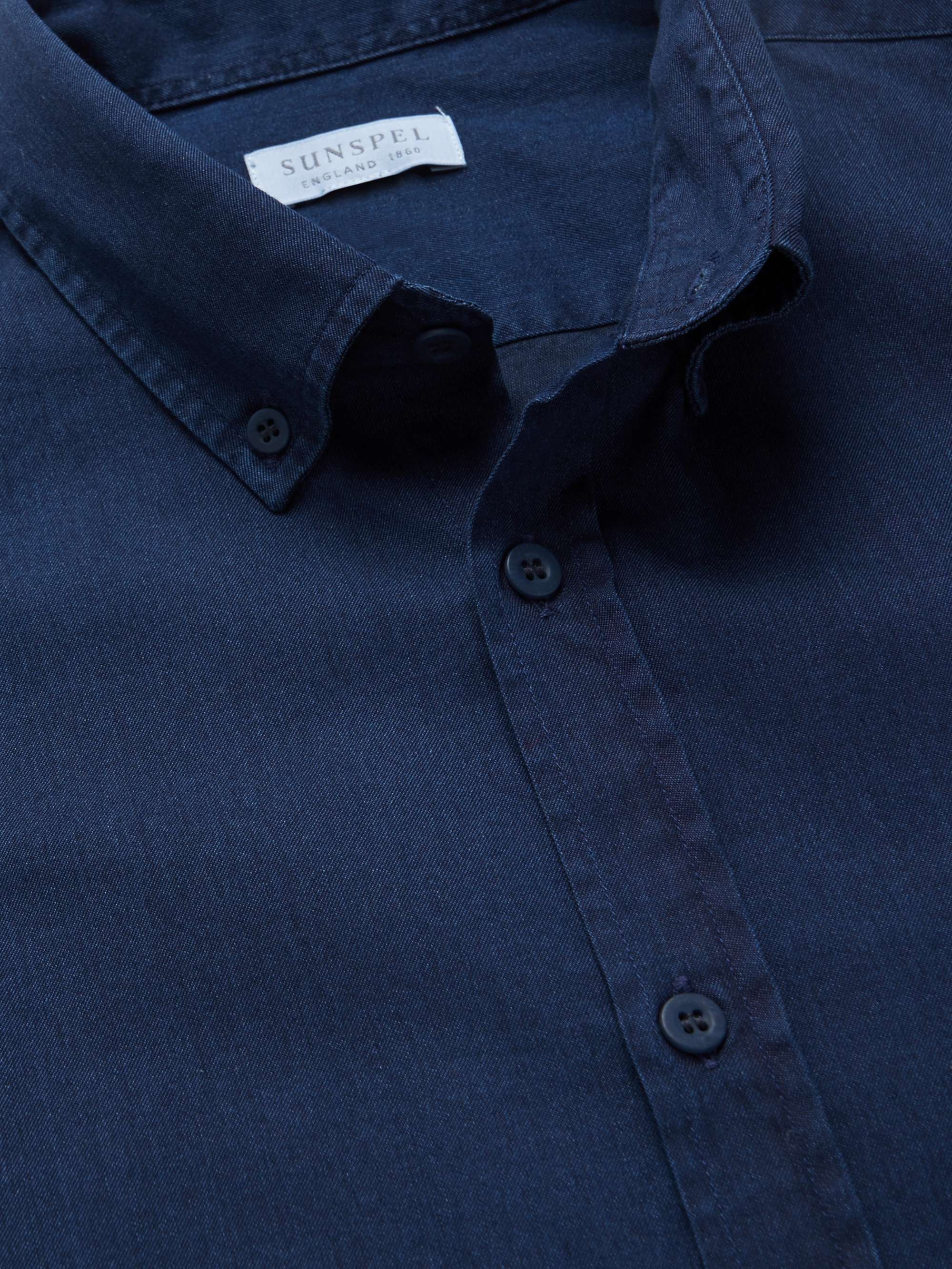 SUNSPEL Button-Down Collar Cotton-Chambray Shirt