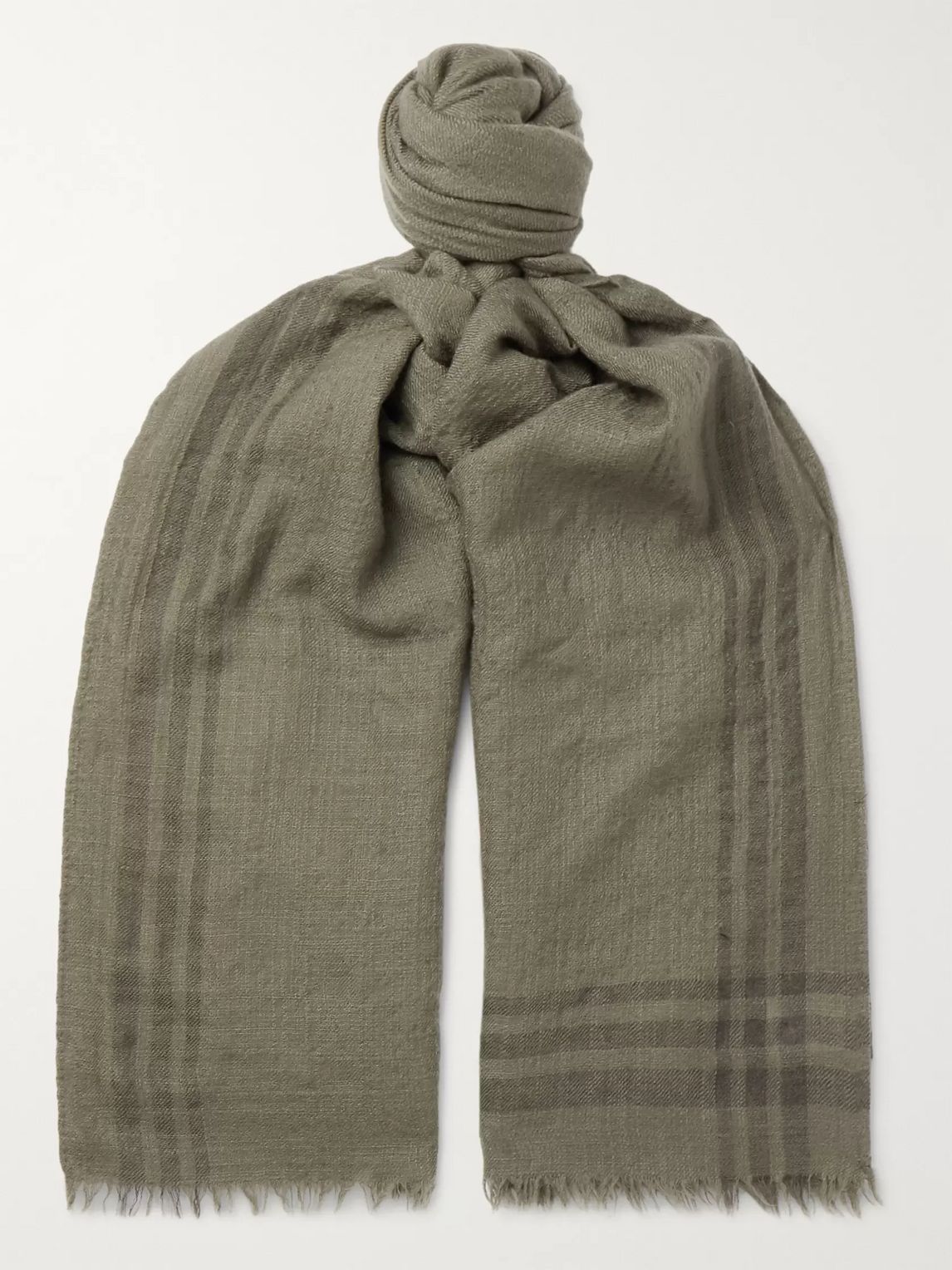 Fringed Striped Cashmere Scarf