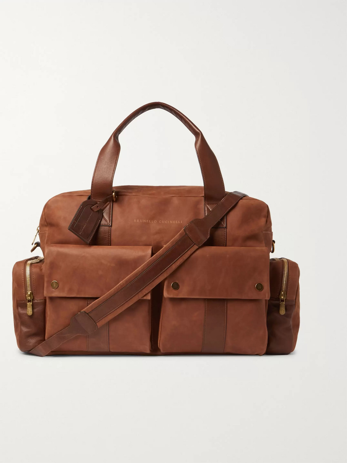 BRUNELLO CUCINELLI LEATHER-TRIMMED NUBUCK HOLDALL