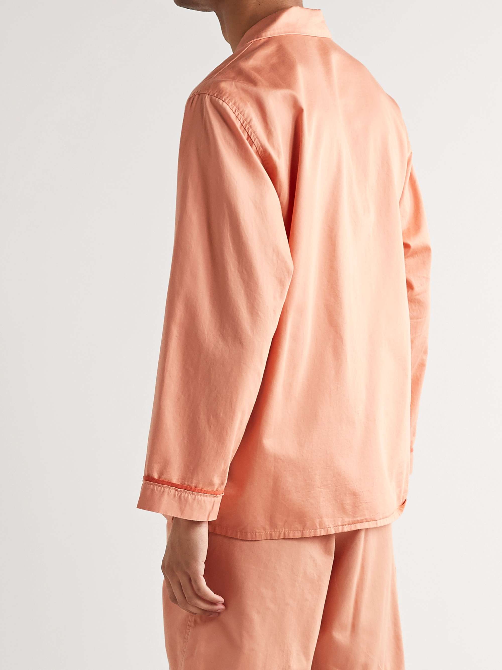 CLEVERLY LAUNDRY Piped Garment-Dyed Washed-Cotton Pyjama Shirt