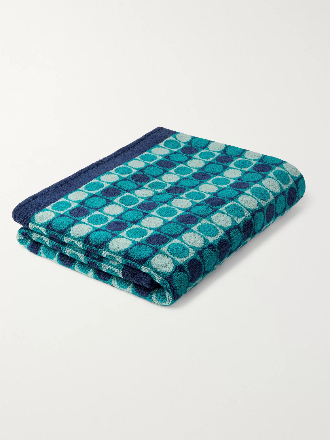 Cleverly Laundry Cotton-terry Jacquard Beach Towel In Blue