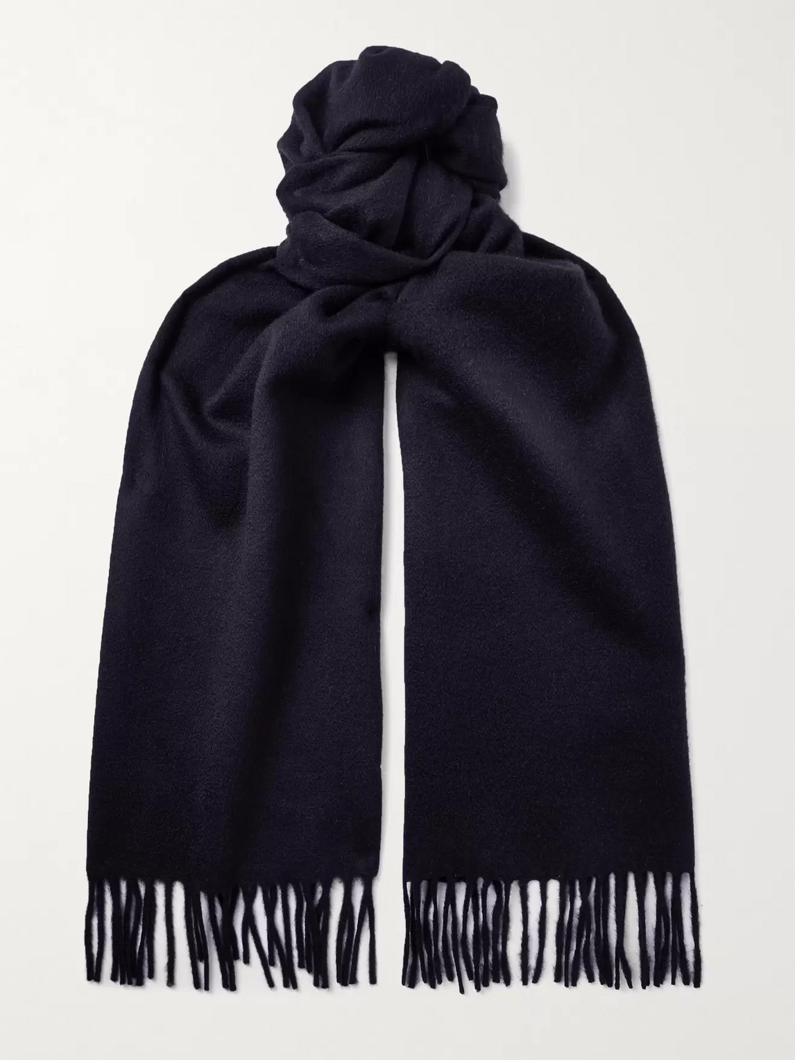 Tom Ford Fringed Double-faced Cashmere Scarf In Blue