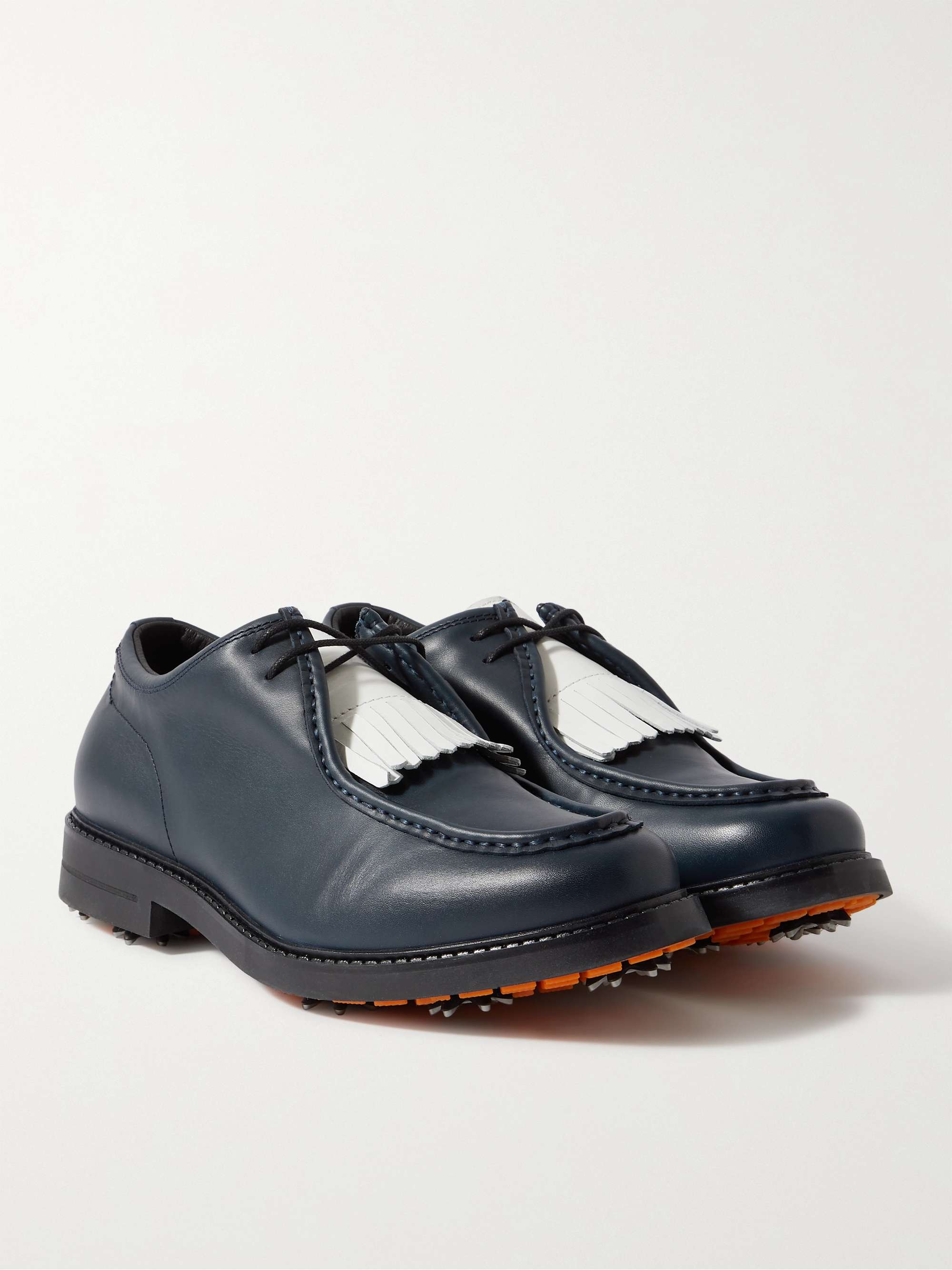 MR P. Pebble-Grain Leather Kiltie Derby Golf Shoes