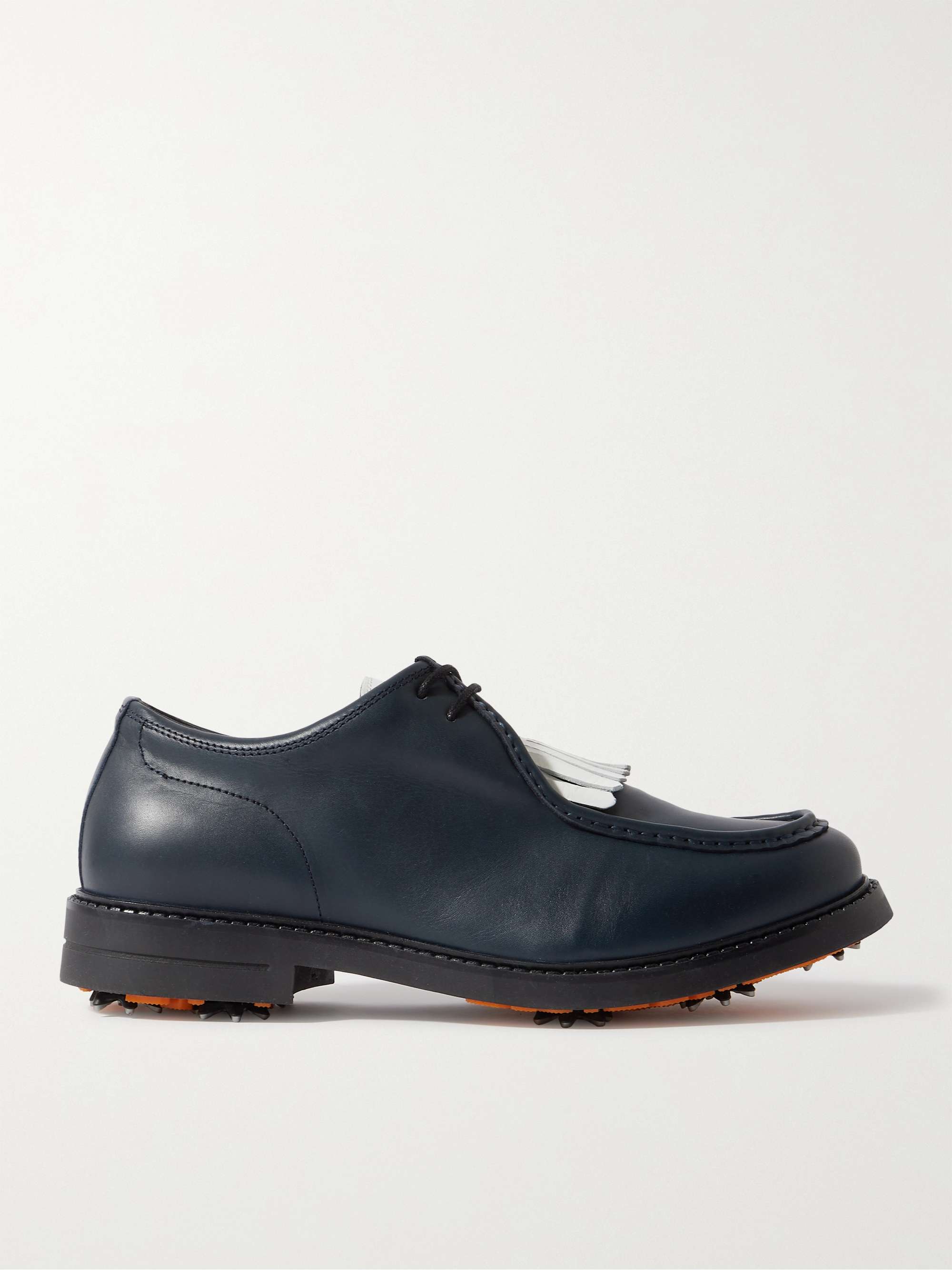MR P. Pebble-Grain Leather Kiltie Derby Golf Shoes