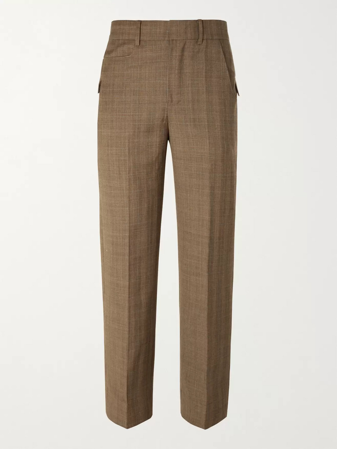 Ader Error Prince Of Wales Checked Wool Suit Trousers In Brown