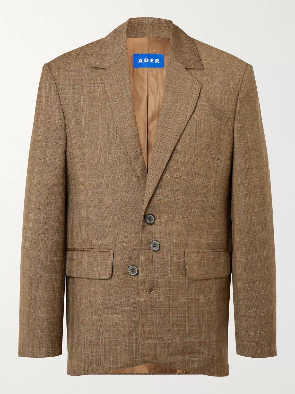 Ader Error Checked Wool Suit Jacket In Brown