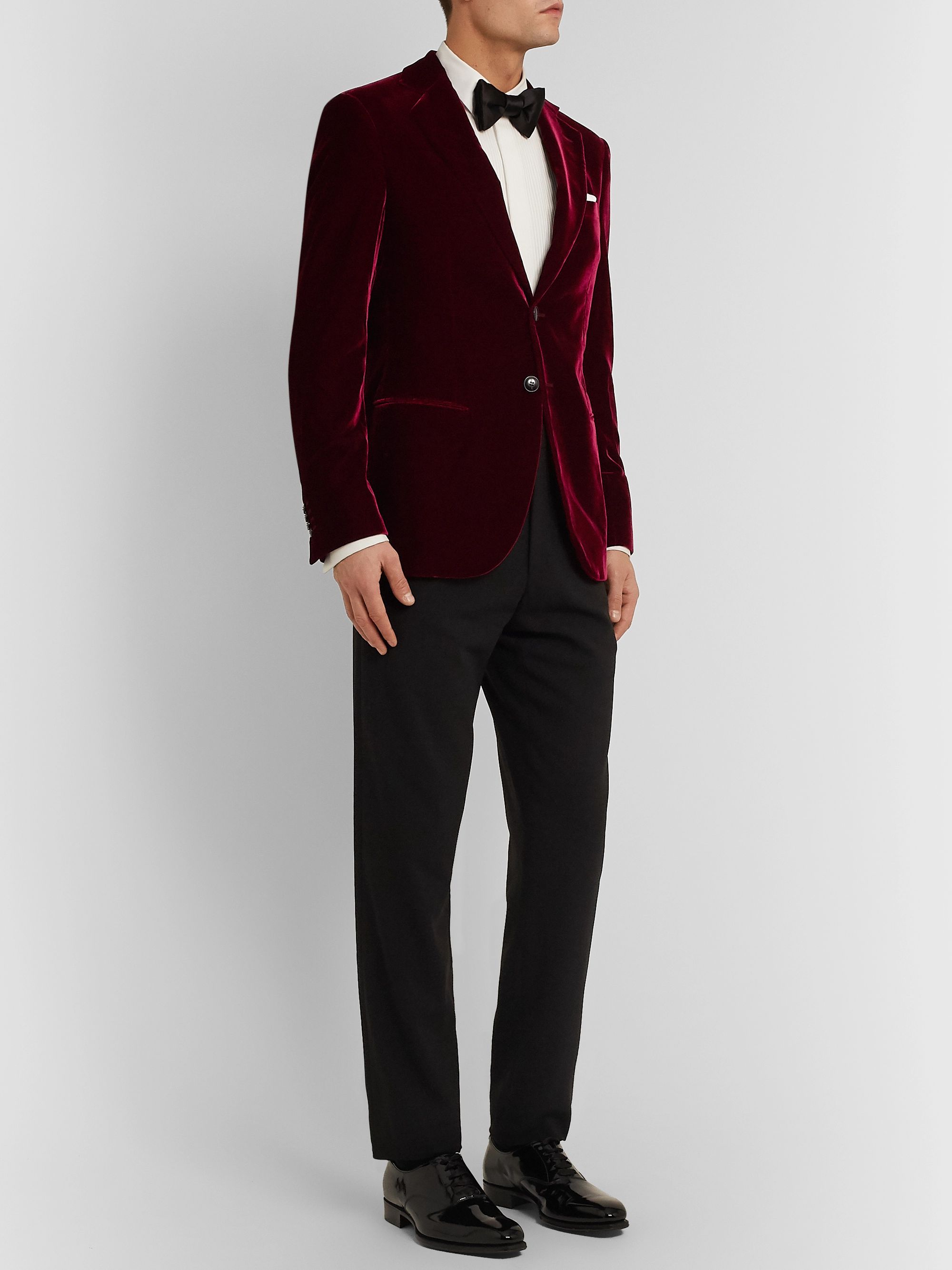 Claret Slim-Fit Velvet Tuxedo Jacket 