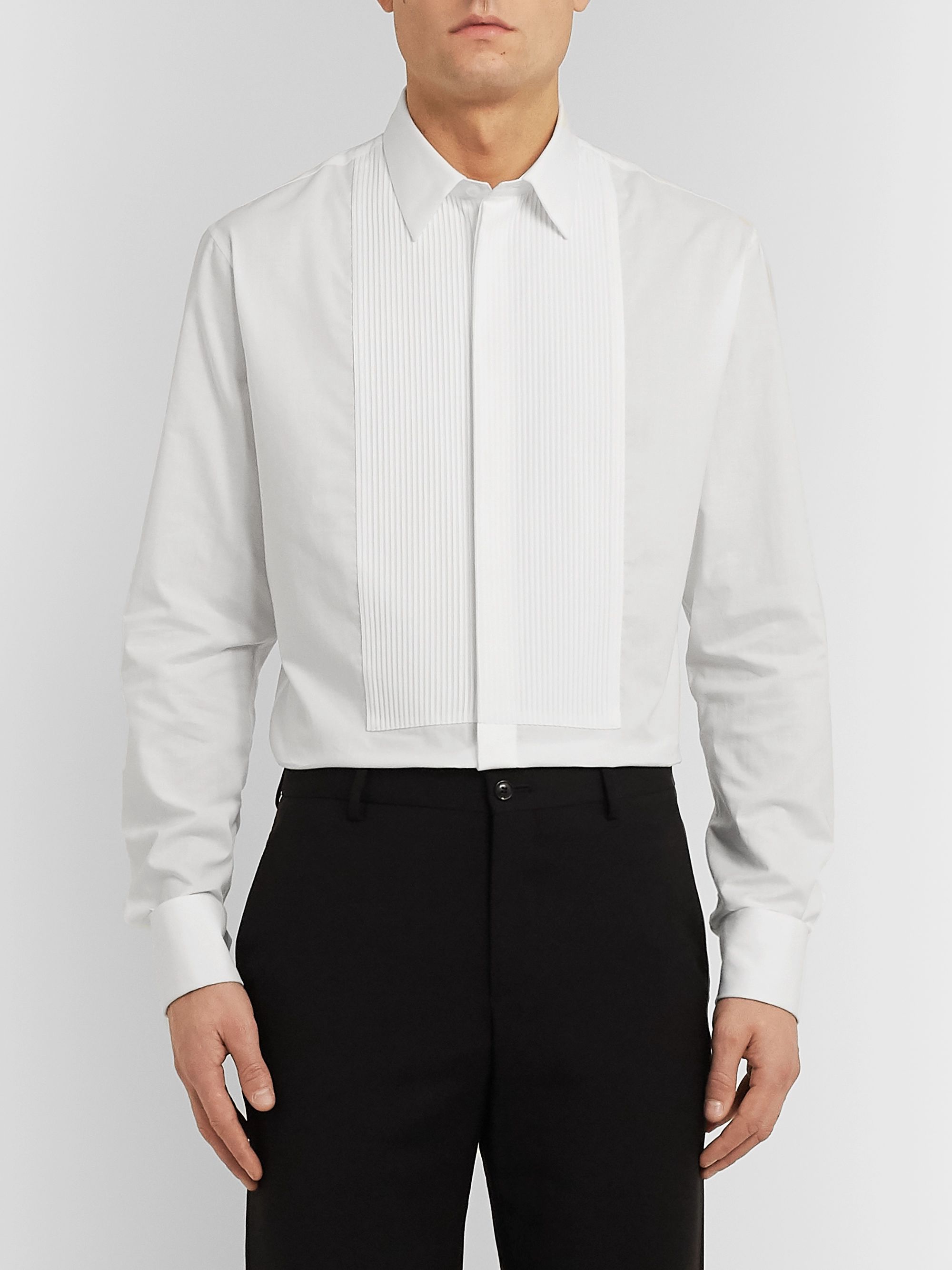 Double-Cuff Cotton-Poplin Tuxedo Shirt 