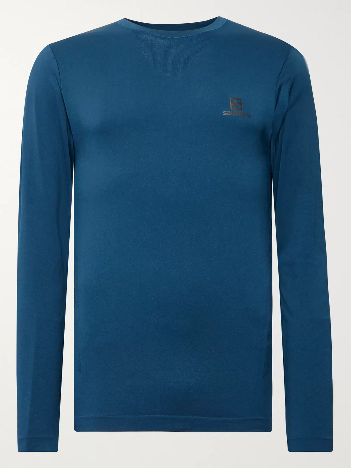Salomon Sense Logo-detailed Stretch-knit T-shirt In Blue