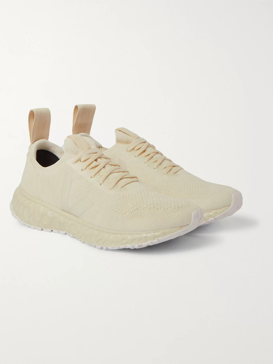 RICK OWENS VEJA RUBBER-TRIMMED STRETCH-KNIT SNEAKERS