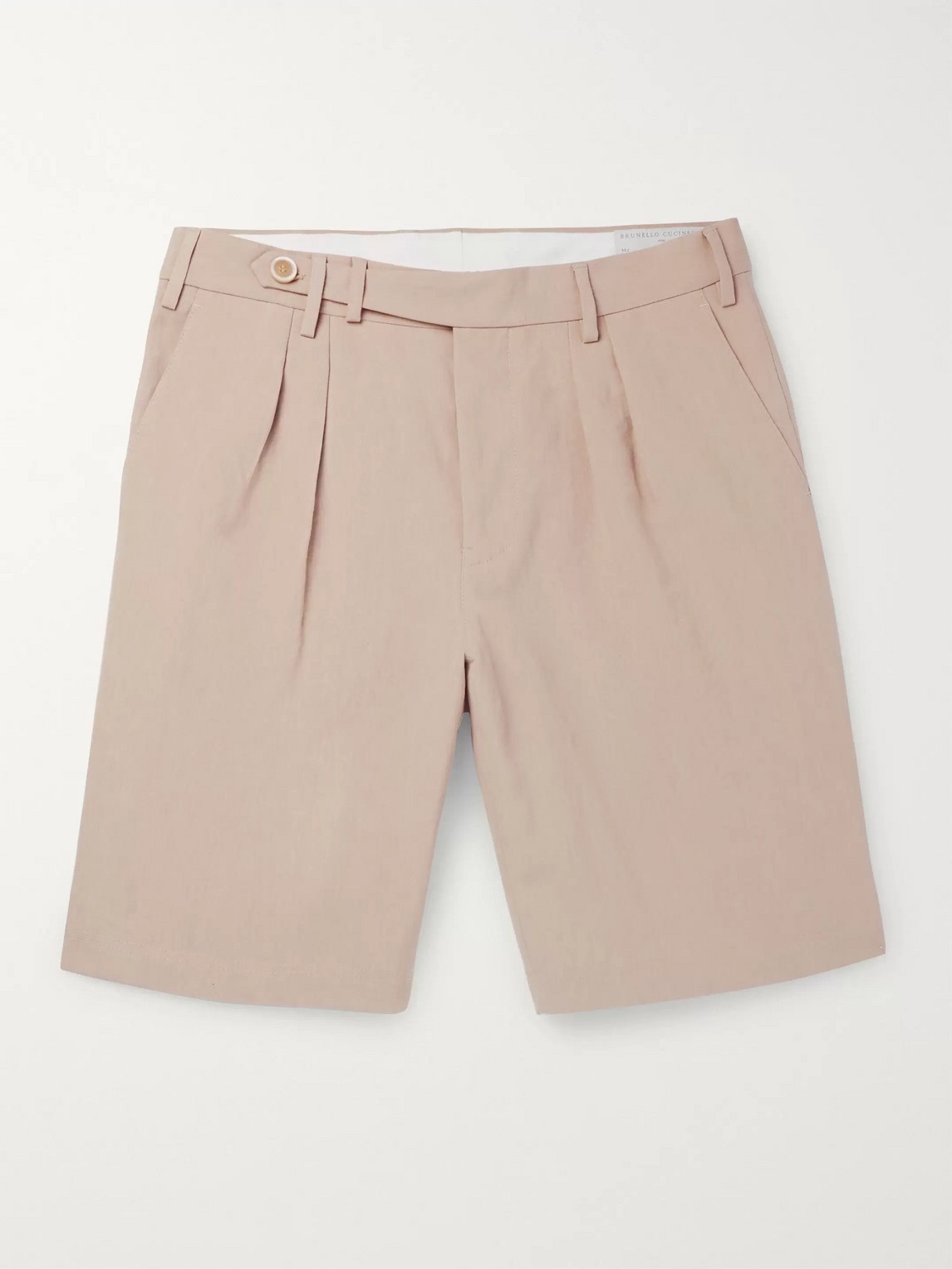 Brunello Cucinelli Tapered Pleated Linen Shorts In Neutrals