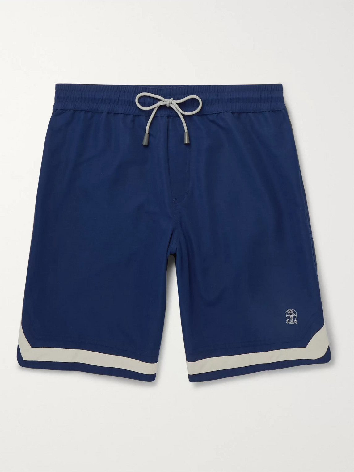 Brunello Cucinelli Mid-length Contrast-trimmed Swim Shorts In Blue