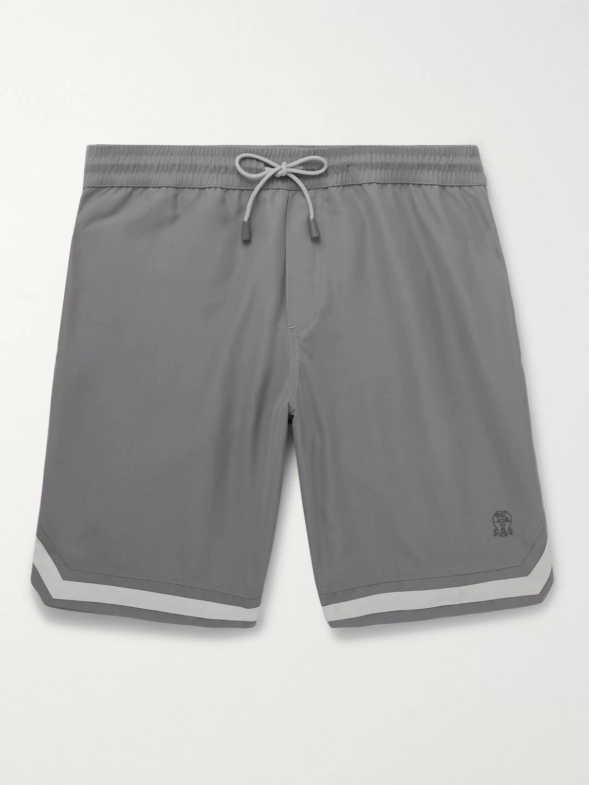 Brunello Cucinelli Mid-length Contrast-trimmed Swim Shorts In Gray