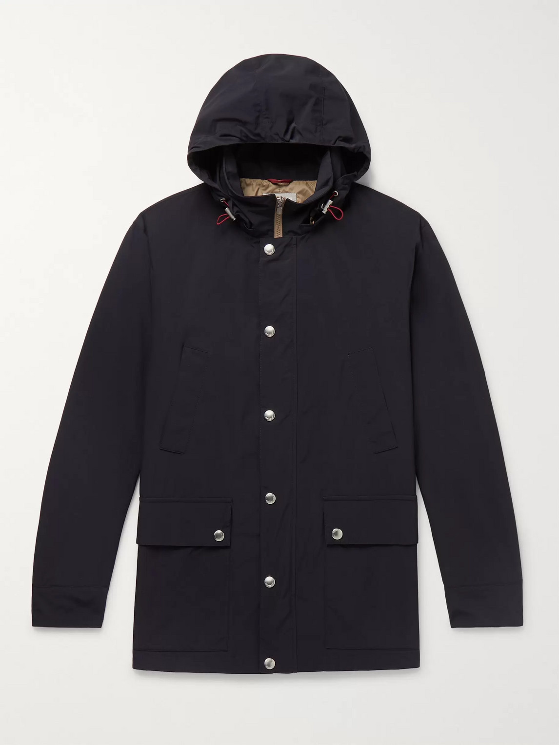Brunello Cucinelli Shell Hooded Parka In Blue