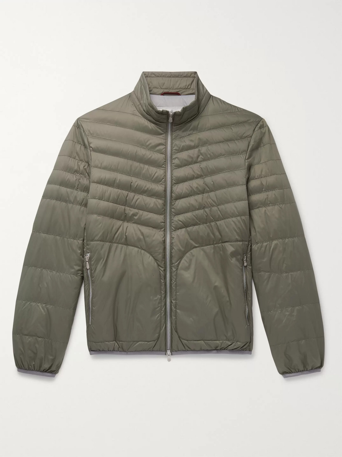 Brunello Cucinelli Quilted Nylon Down Jacket In Green
