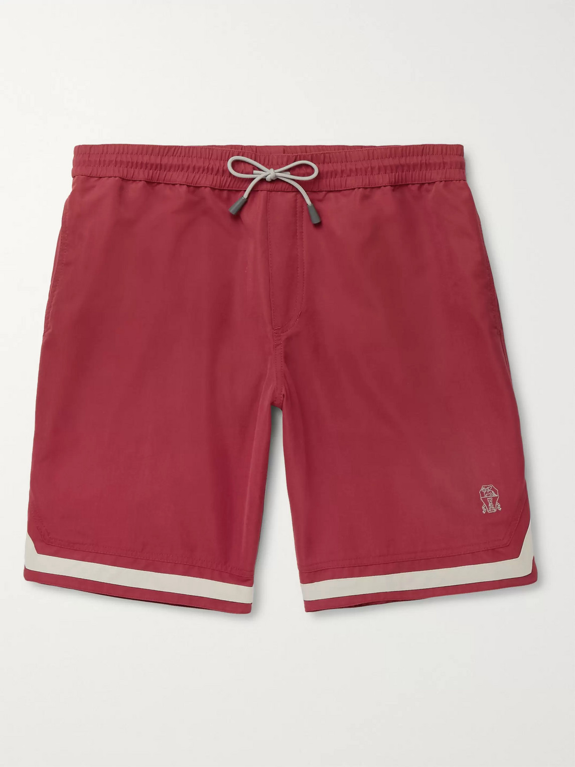Brunello Cucinelli Mid-length Contrast-trimmed Swim Shorts In Red