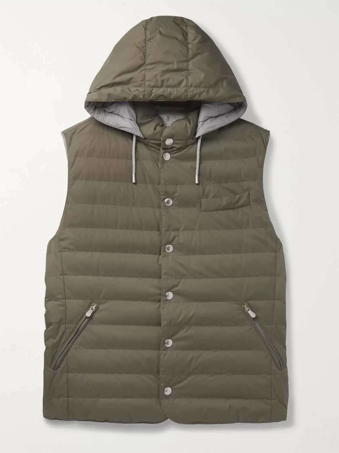 BRUNELLO CUCINELLI QUILTED NYLON HOODED DOWN GILET