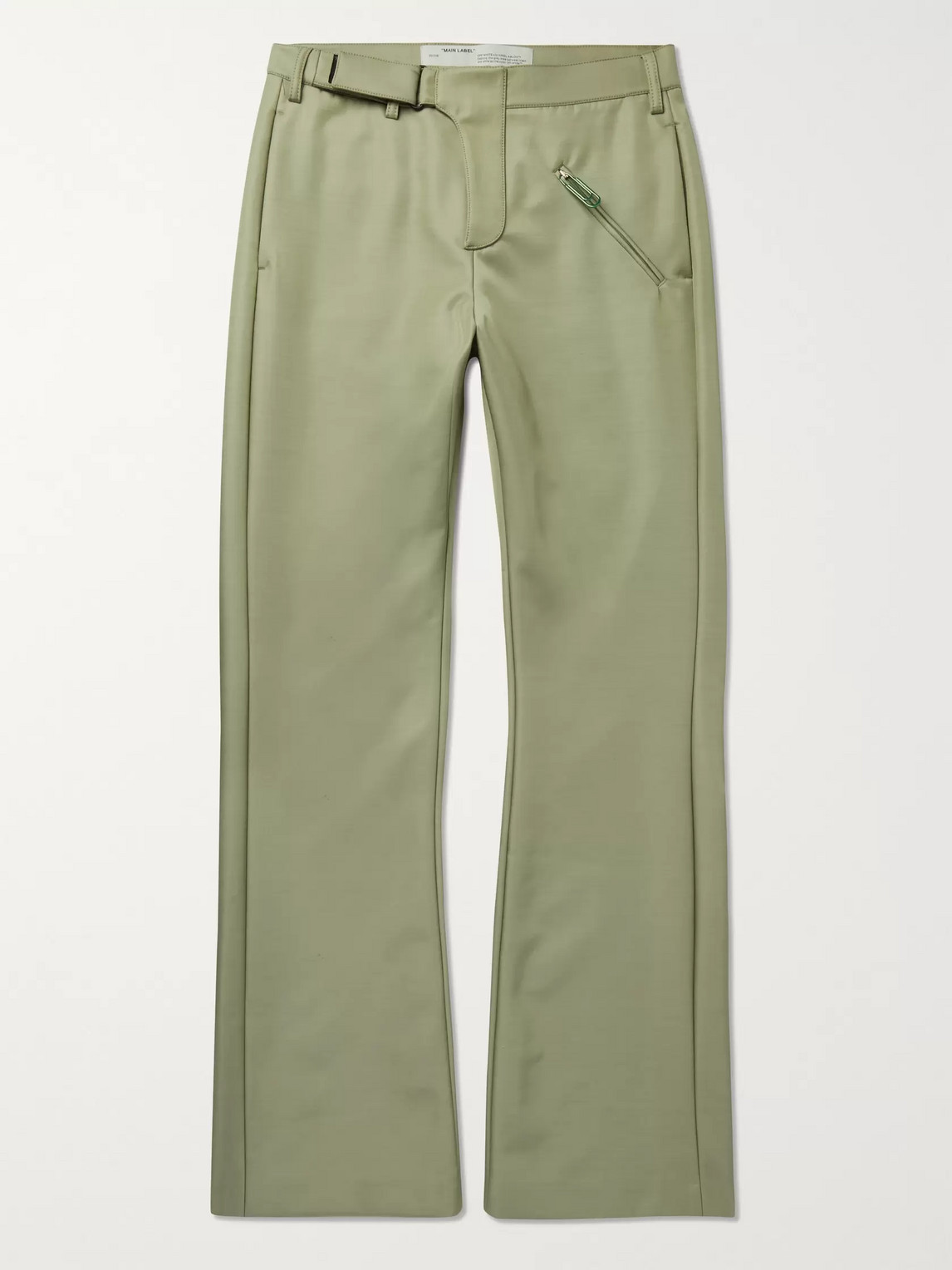 OFF-WHITE SLIM-FIT FLARED SATEEN TROUSERS