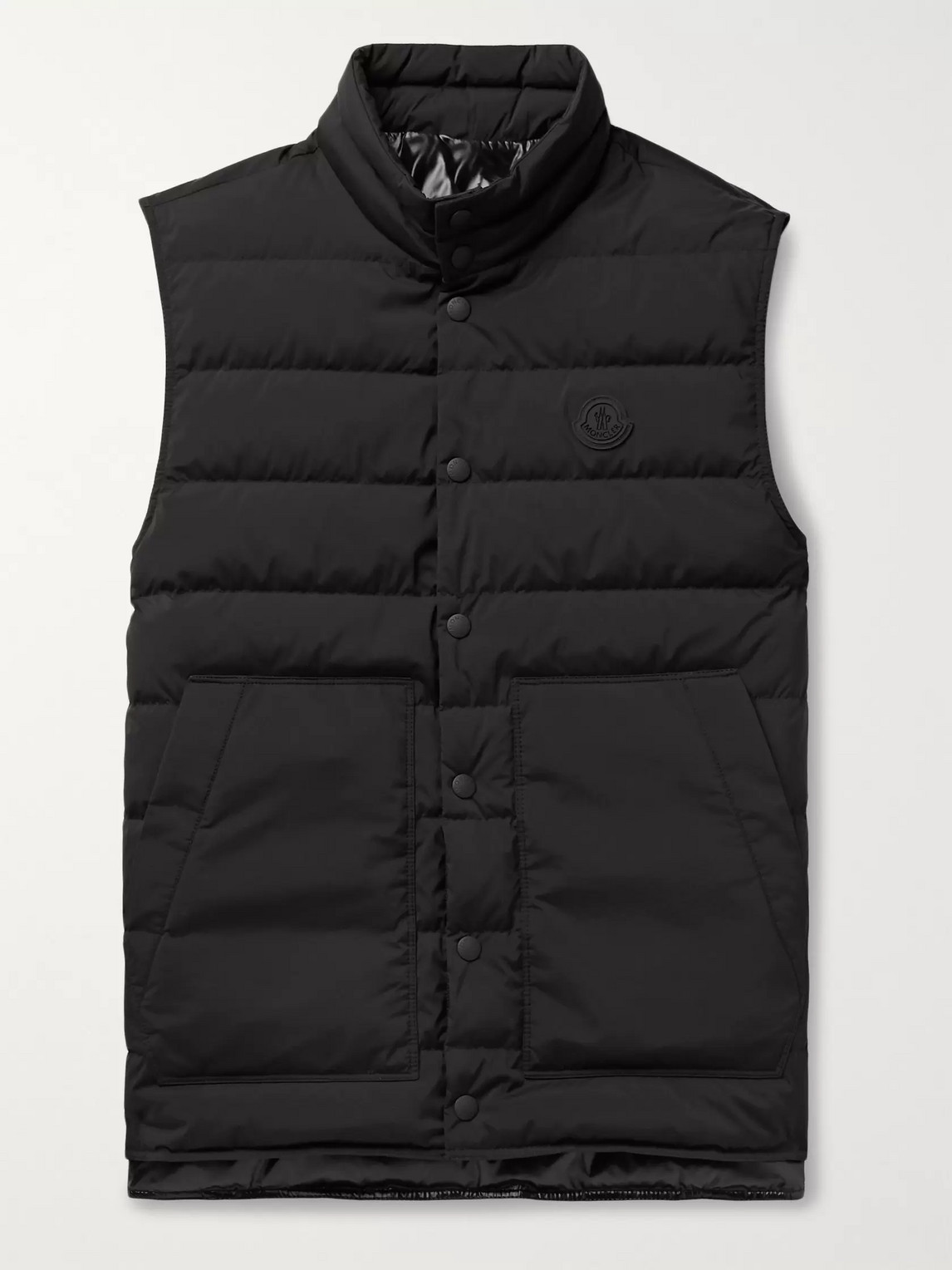 Moncler Quilted Shell Down Gilet In Black