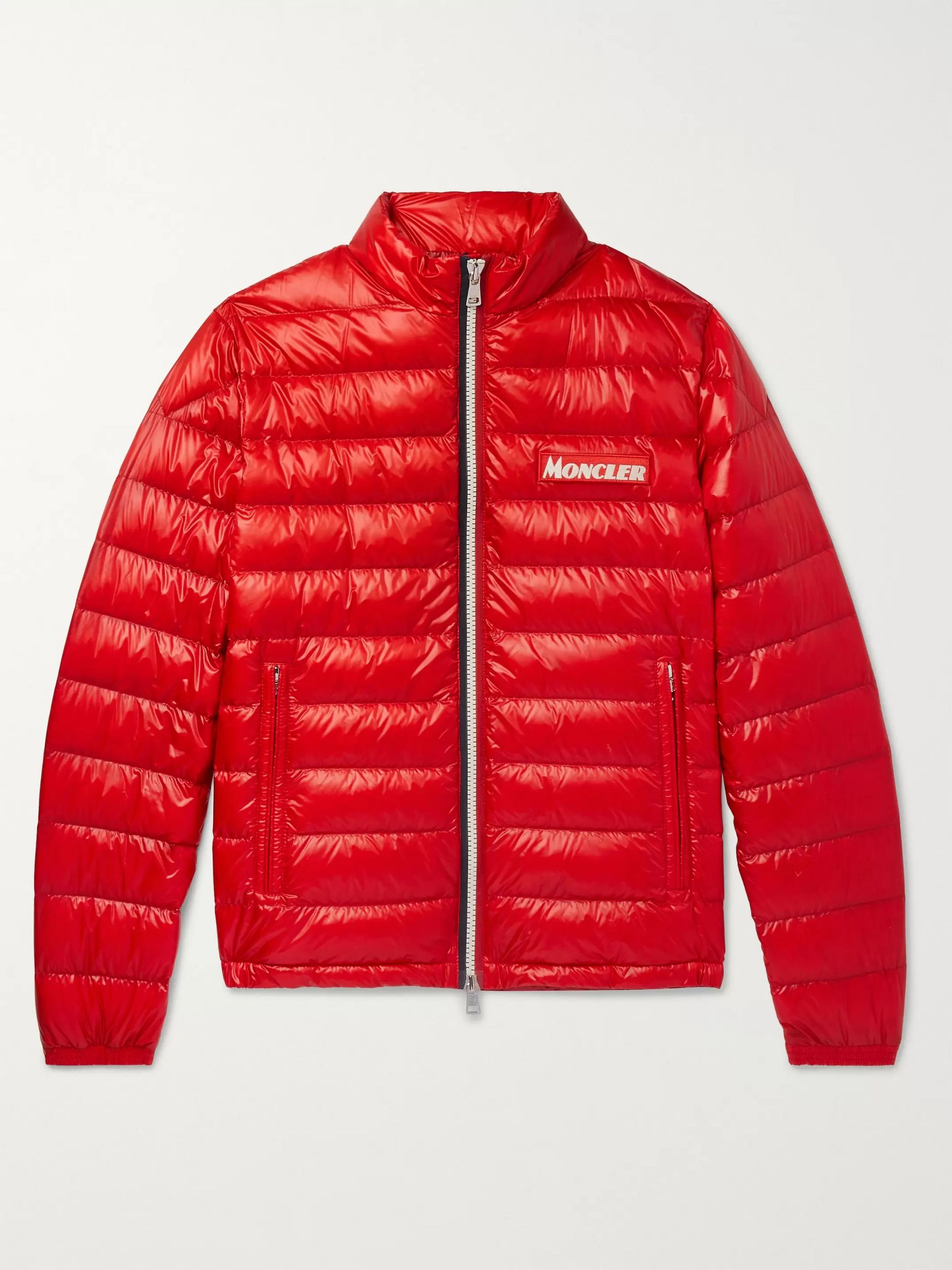 Red Quilted Glossed-Shell Down Jacket 