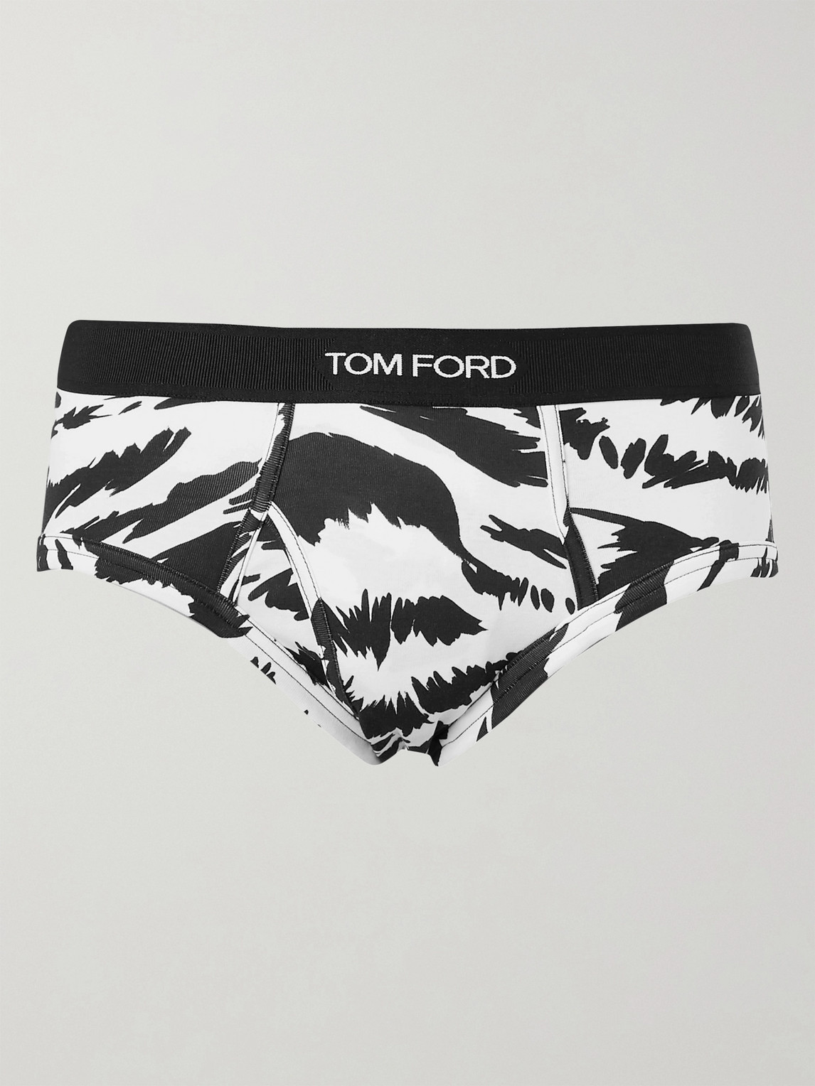 Tom Ford Tiger-print Stretch-cotton Briefs In White