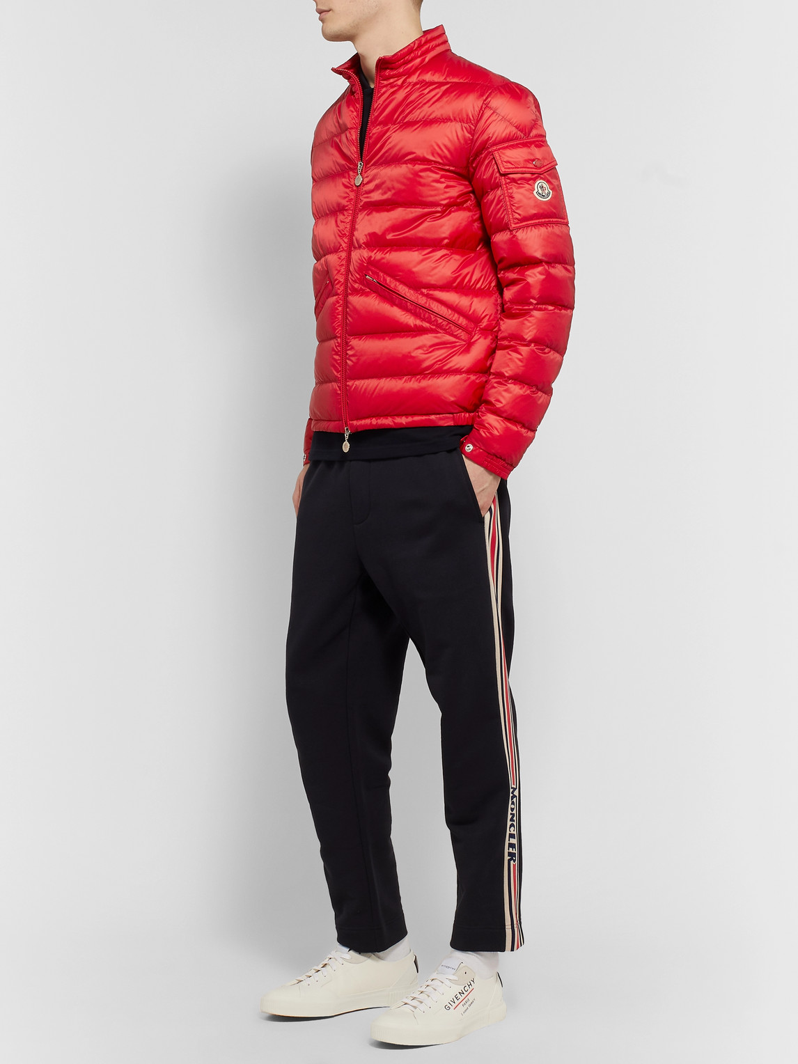 Shop Moncler Quilted Shell Down Jacket In Red