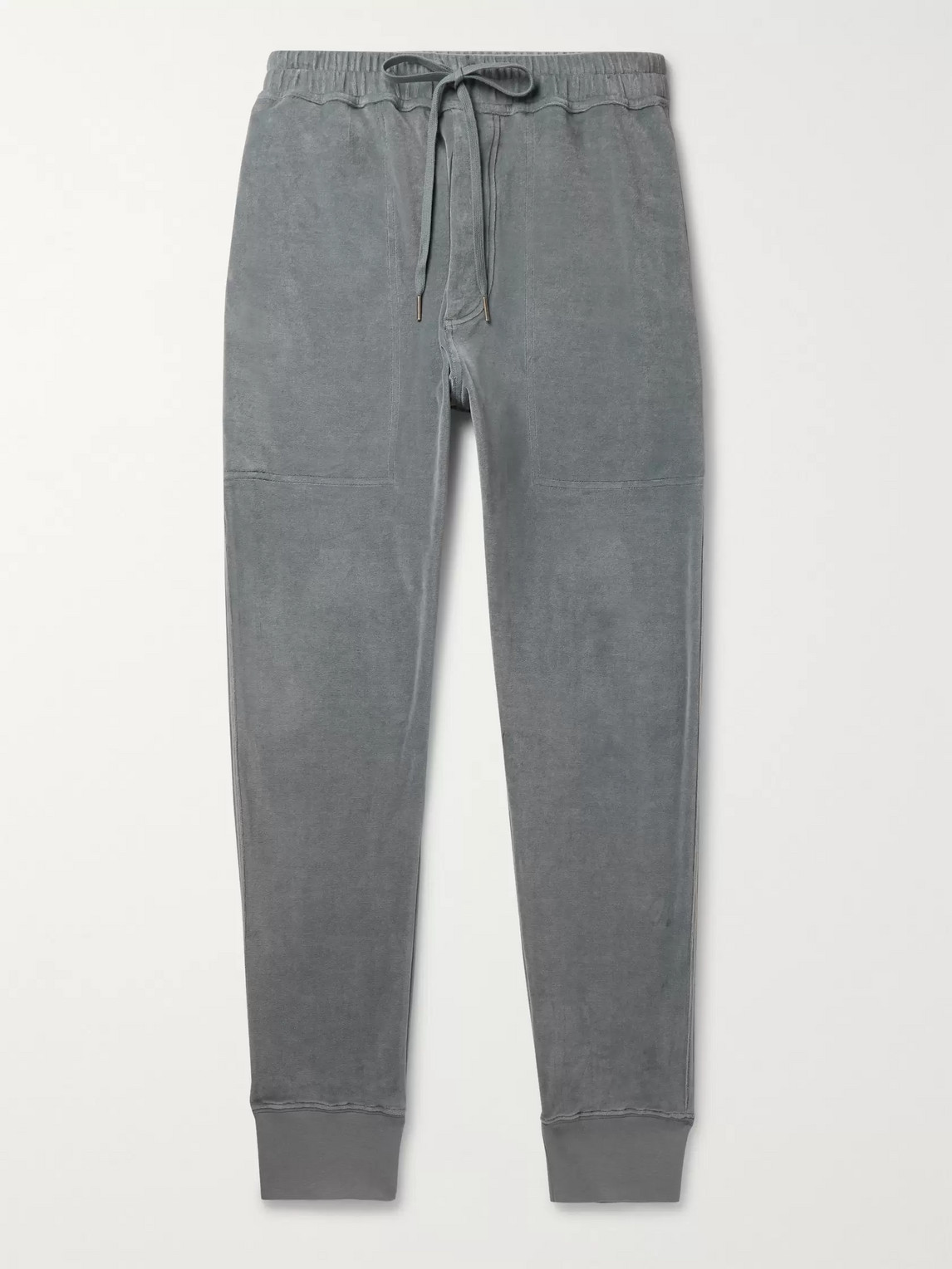 Tom Ford Tapered Cotton-blend Velour Sweatpants In Blue