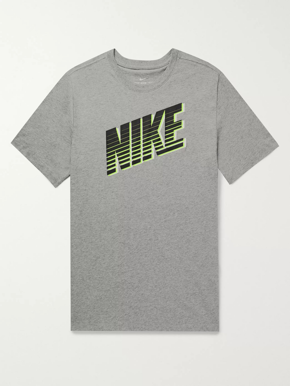 Nike Logo-print Mélange Cotton-jersey T-shirt In Grey
