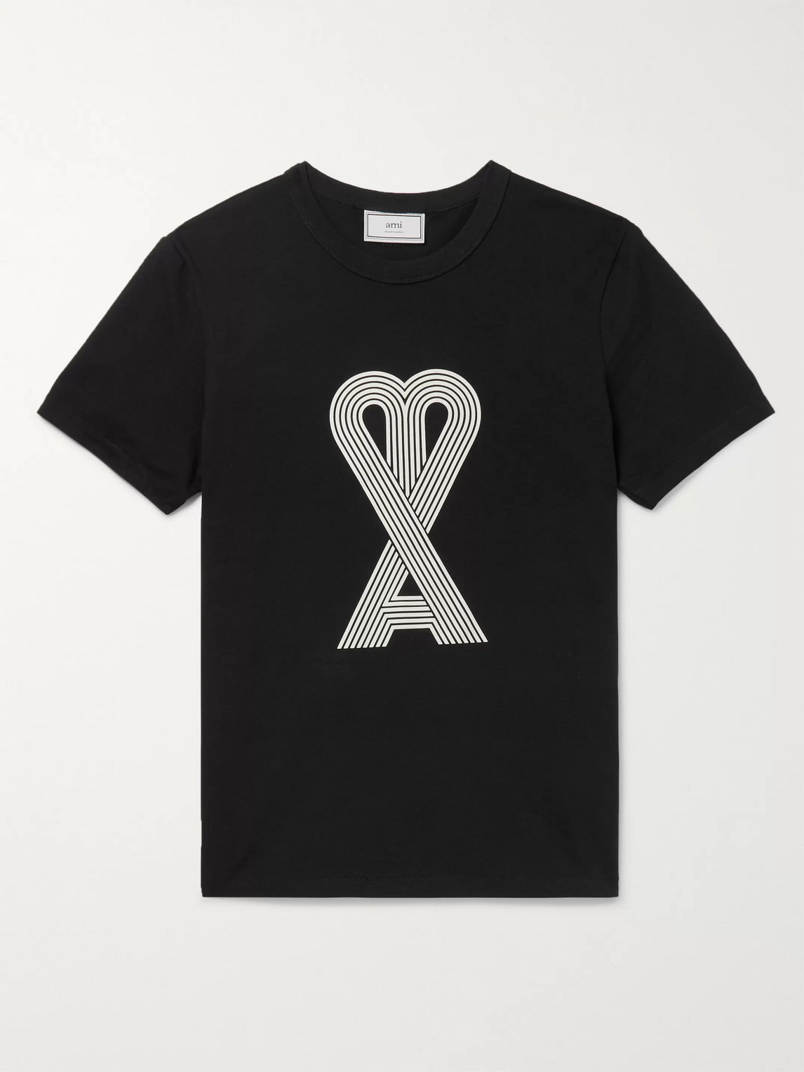 Shop Ami Alexandre Mattiussi Logo-print Cotton-jersey T-shirt In Black
