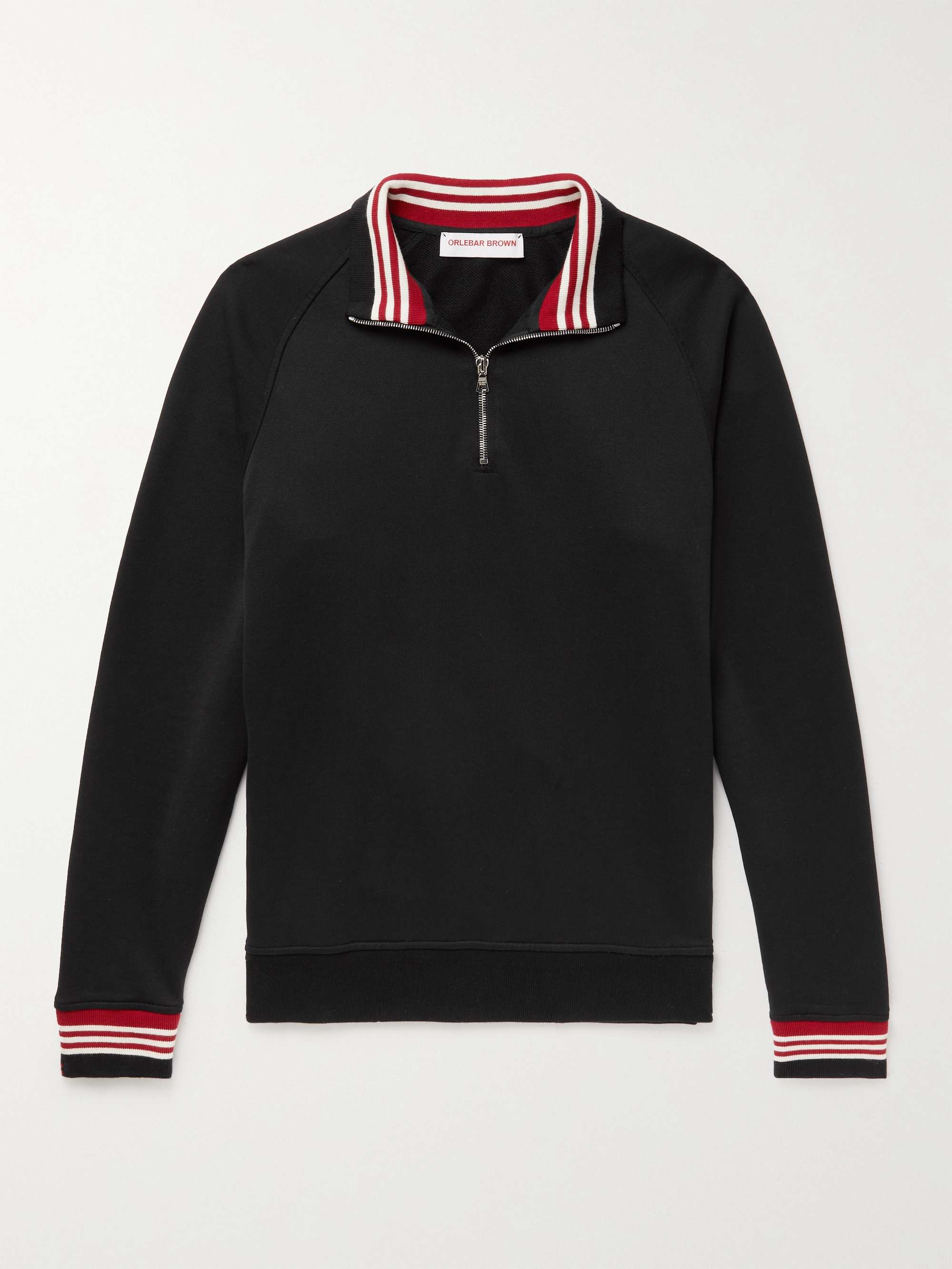 ORLEBAR BROWN Isar Striped Loopback Cotton-Jersey Half-Zip Sweatshirt
