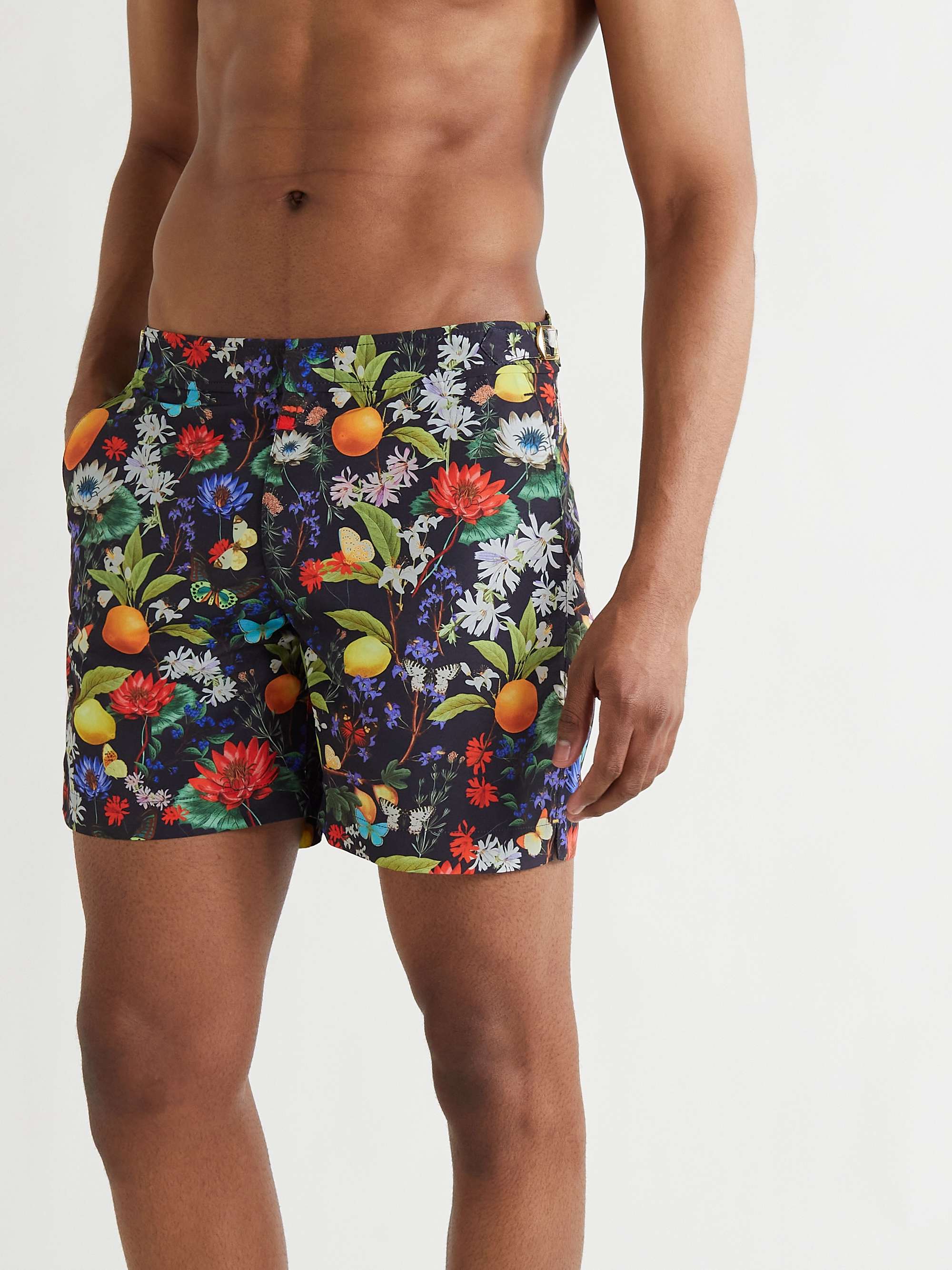 Standard Mid-Length Floral-Print Swim Shorts