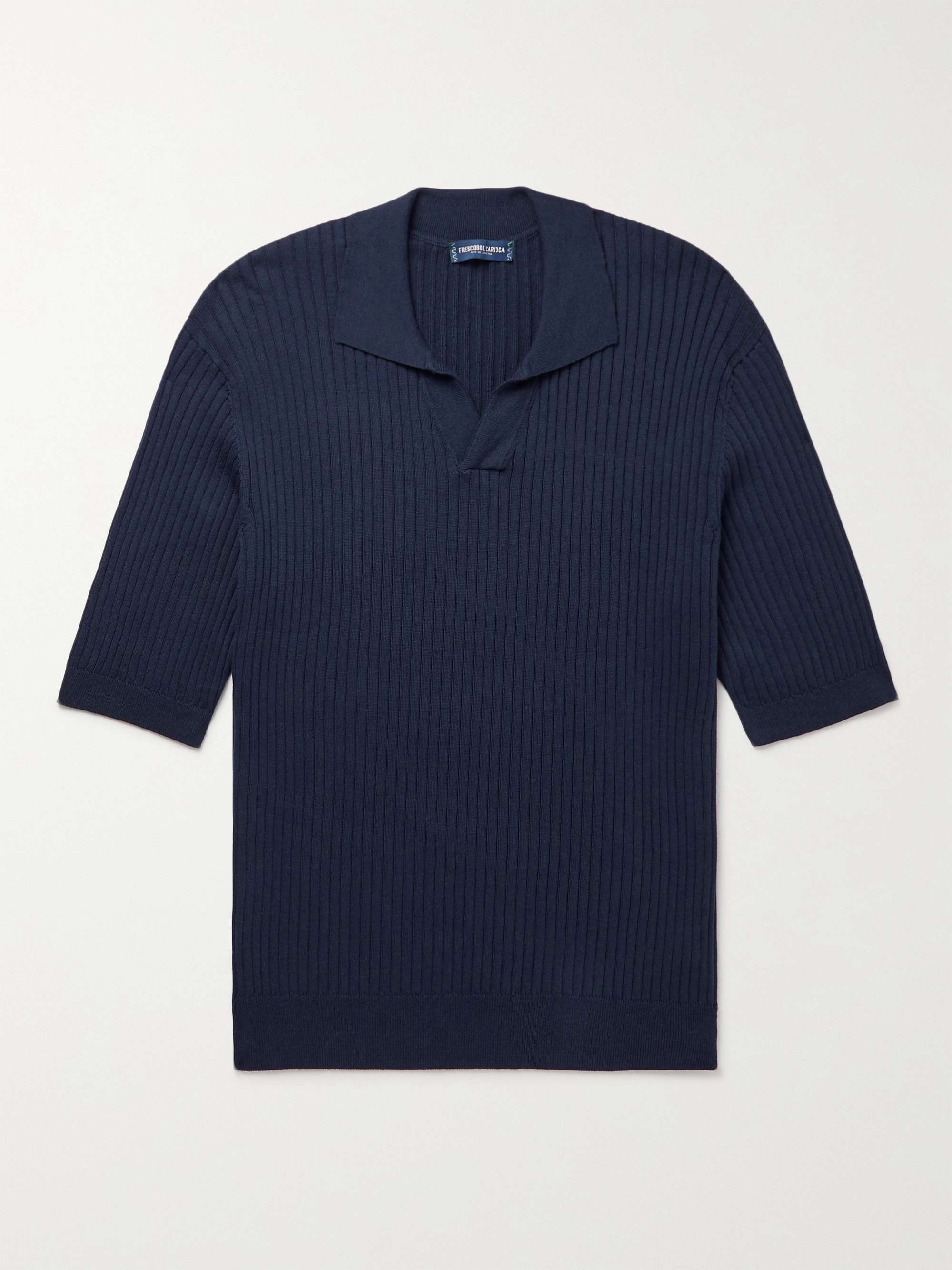 FRESCOBOL CARIOCA Rino Ribbed Cotton and Silk-Blend Polo Shirt