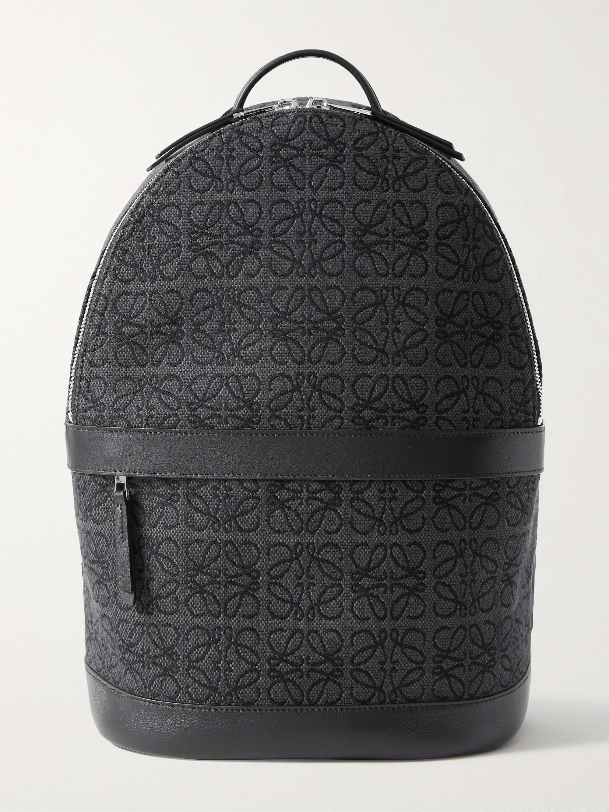 LOEWE Leather-Trimmed Logo-Jacquard Canvas Backpack