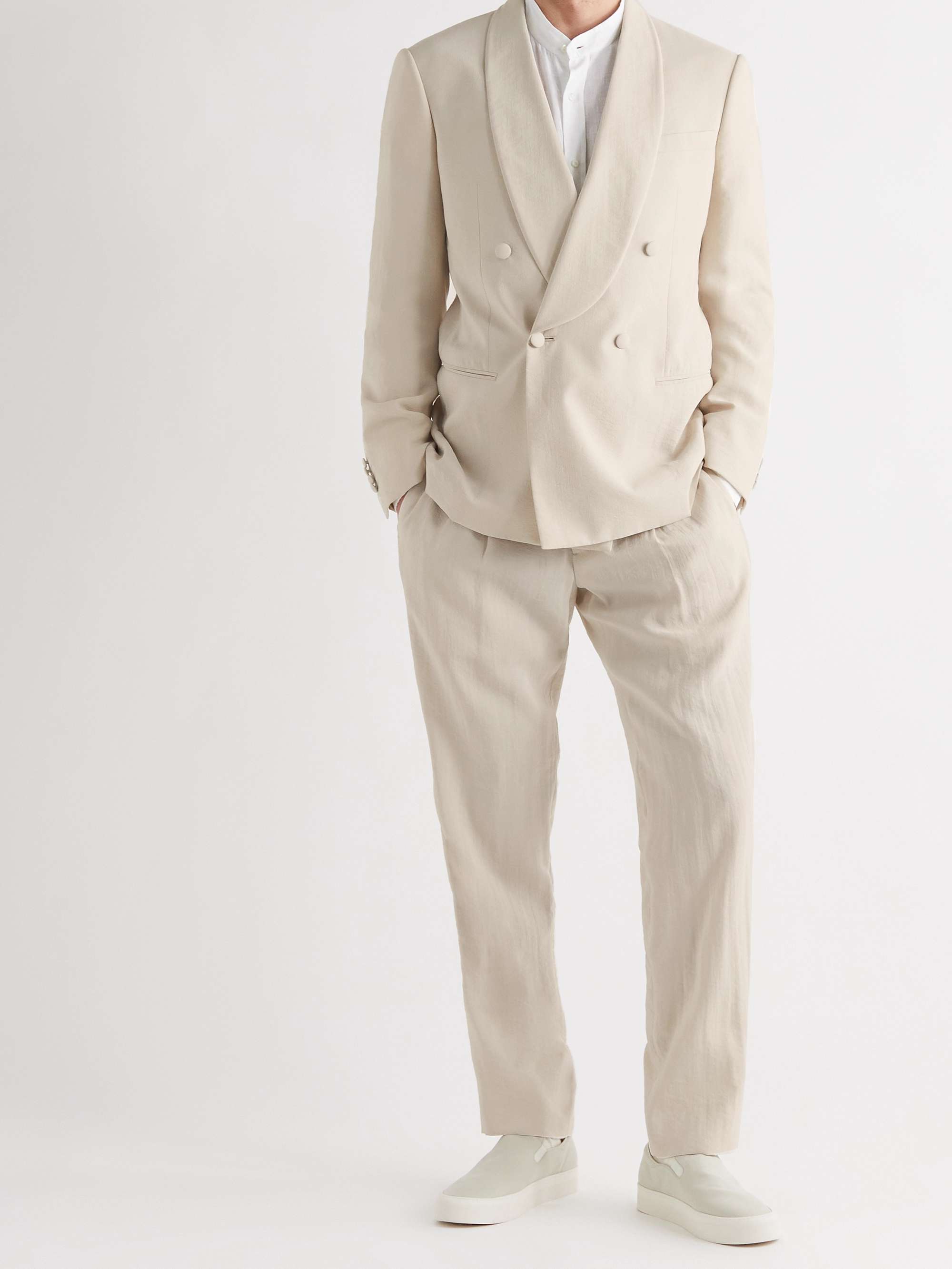 GIORGIO ARMANI Double-Breasted Silk-Blend Suit Jacket