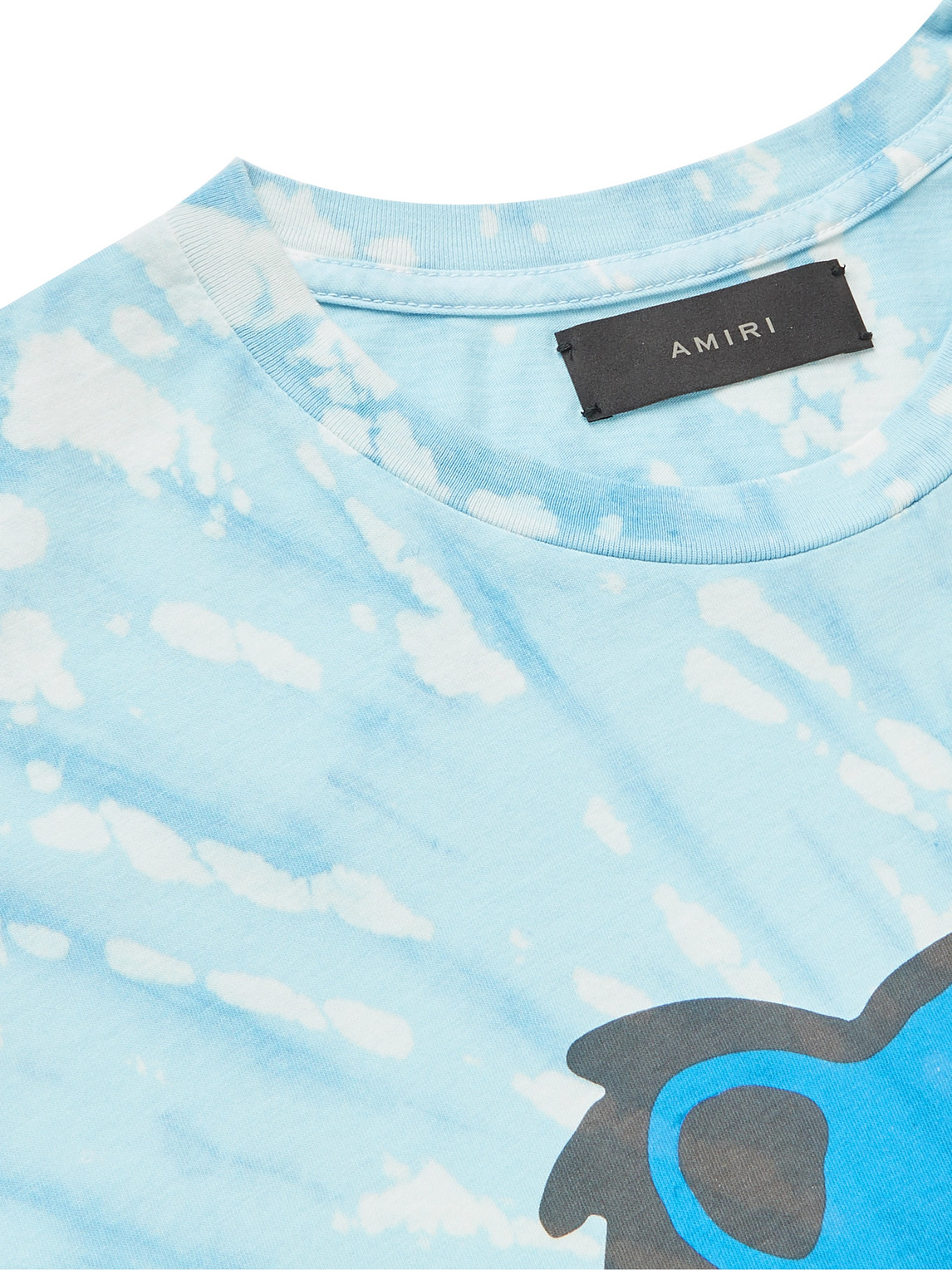 Shop Amiri Printed Tie-dyed Cotton-jersey T-shirt In Blue