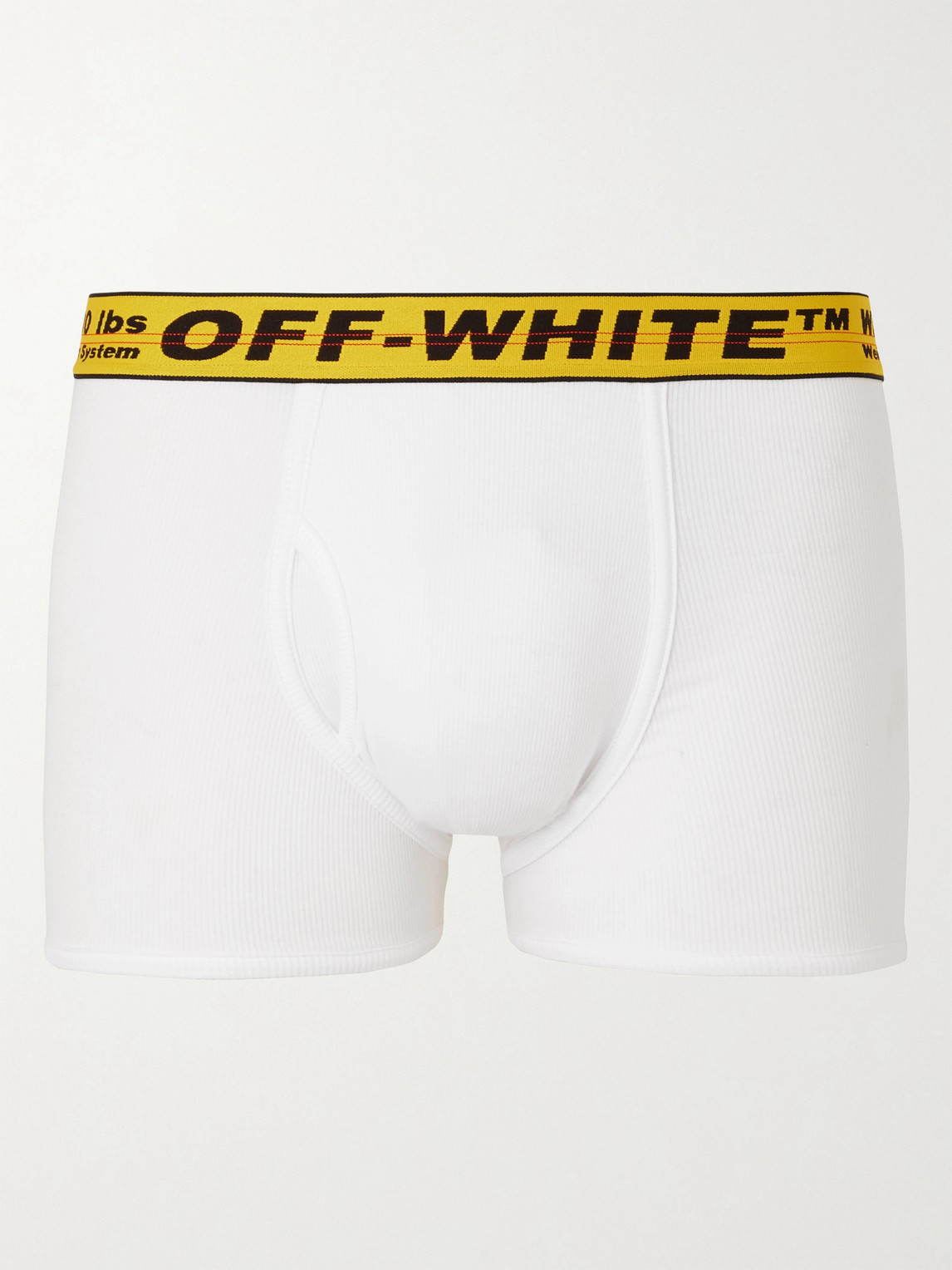 OFF-WHITE RIBBED STRETCH-COTTON BOXER BRIEFS