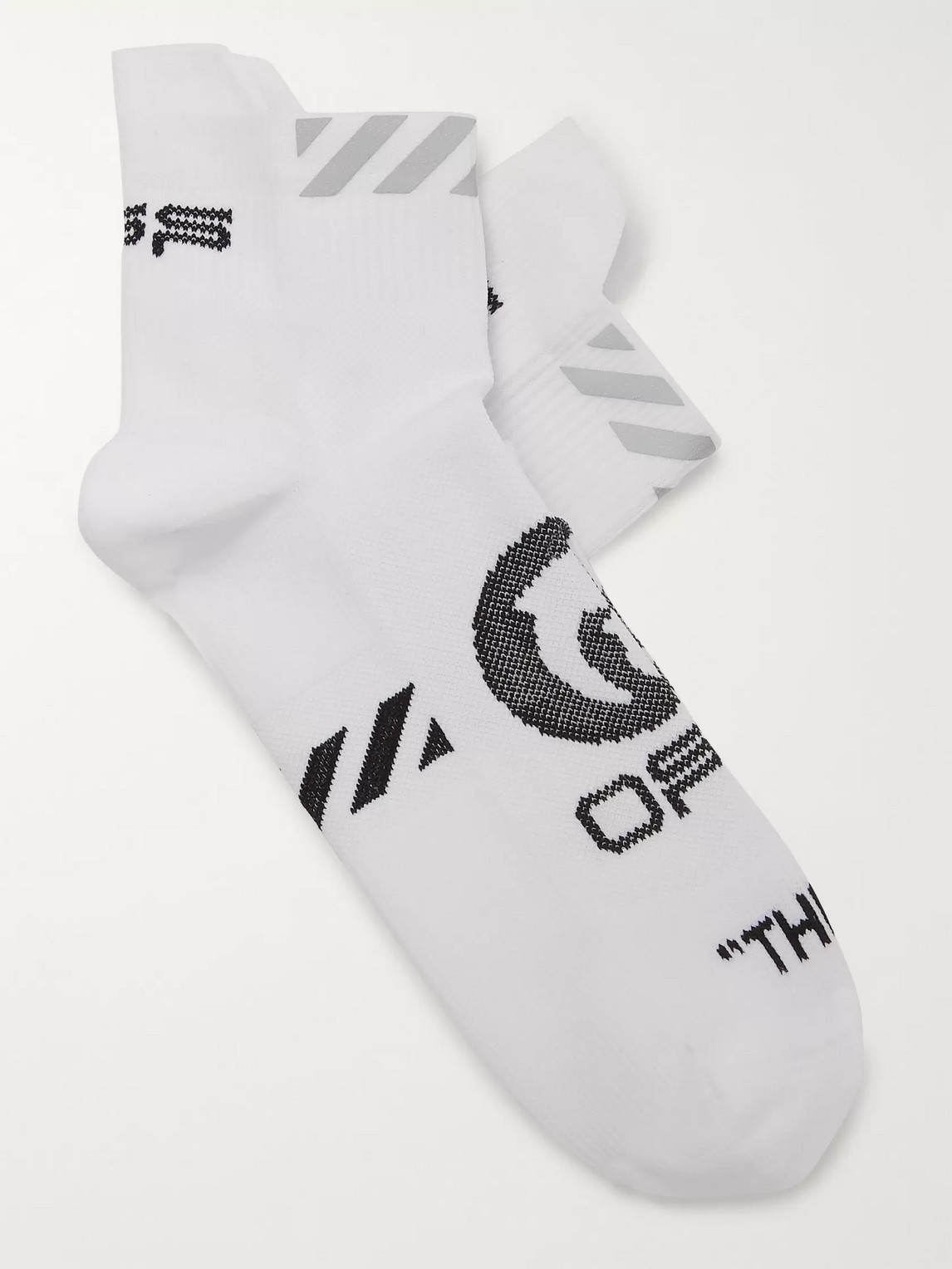 Off-white Logo-intarsia Stretch-knit Socks In White