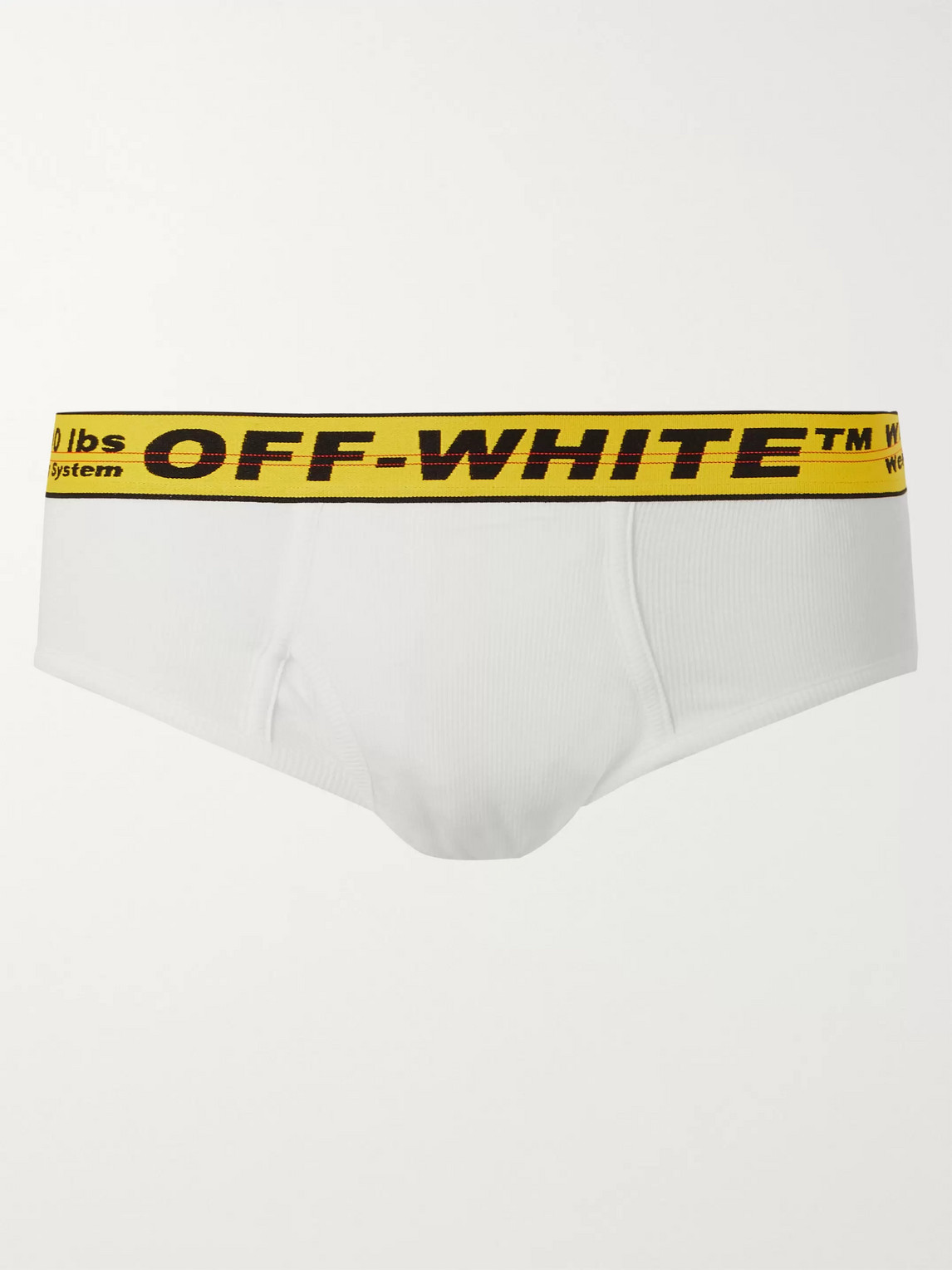 Off-white Ribbed Stretch-cotton Briefs In White