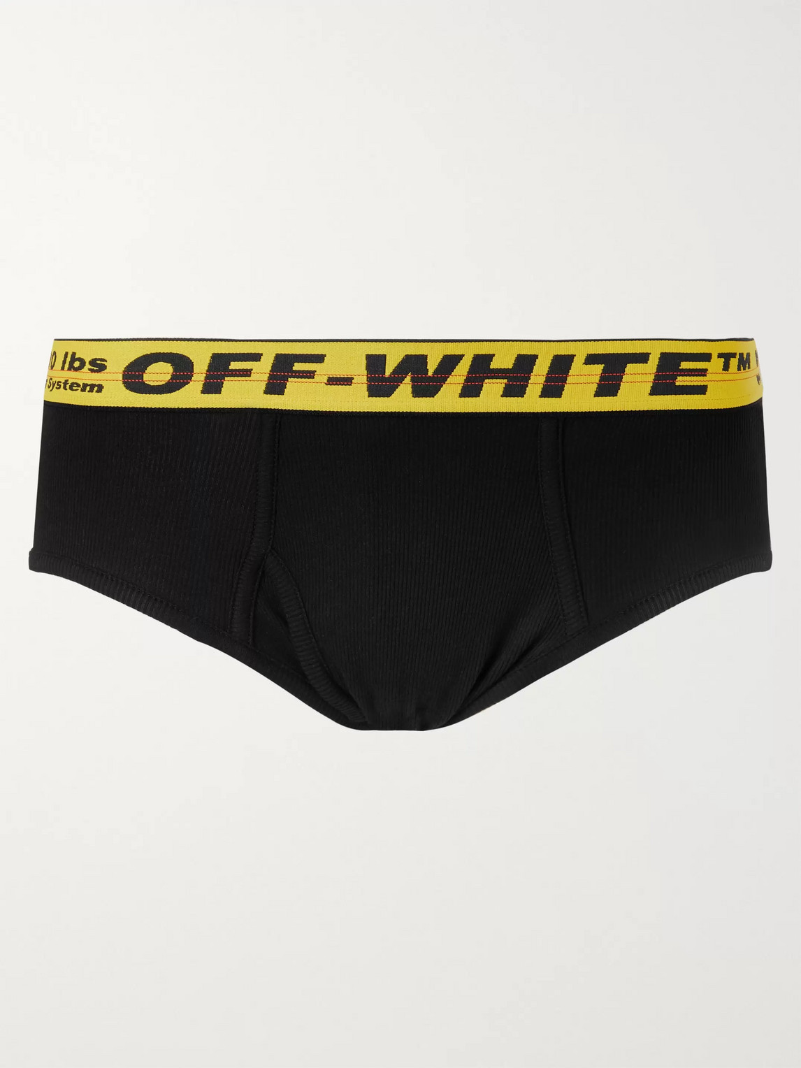 Off-white Ribbed Stretch-cotton Briefs In Black
