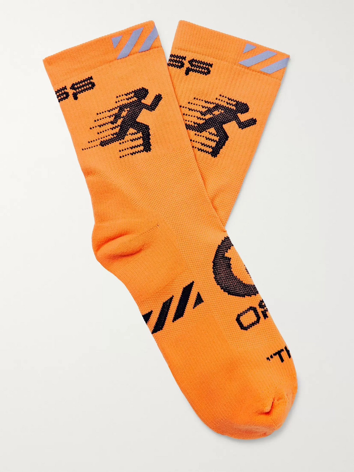 Off-white Intarsia Stretch-knit Socks In Orange