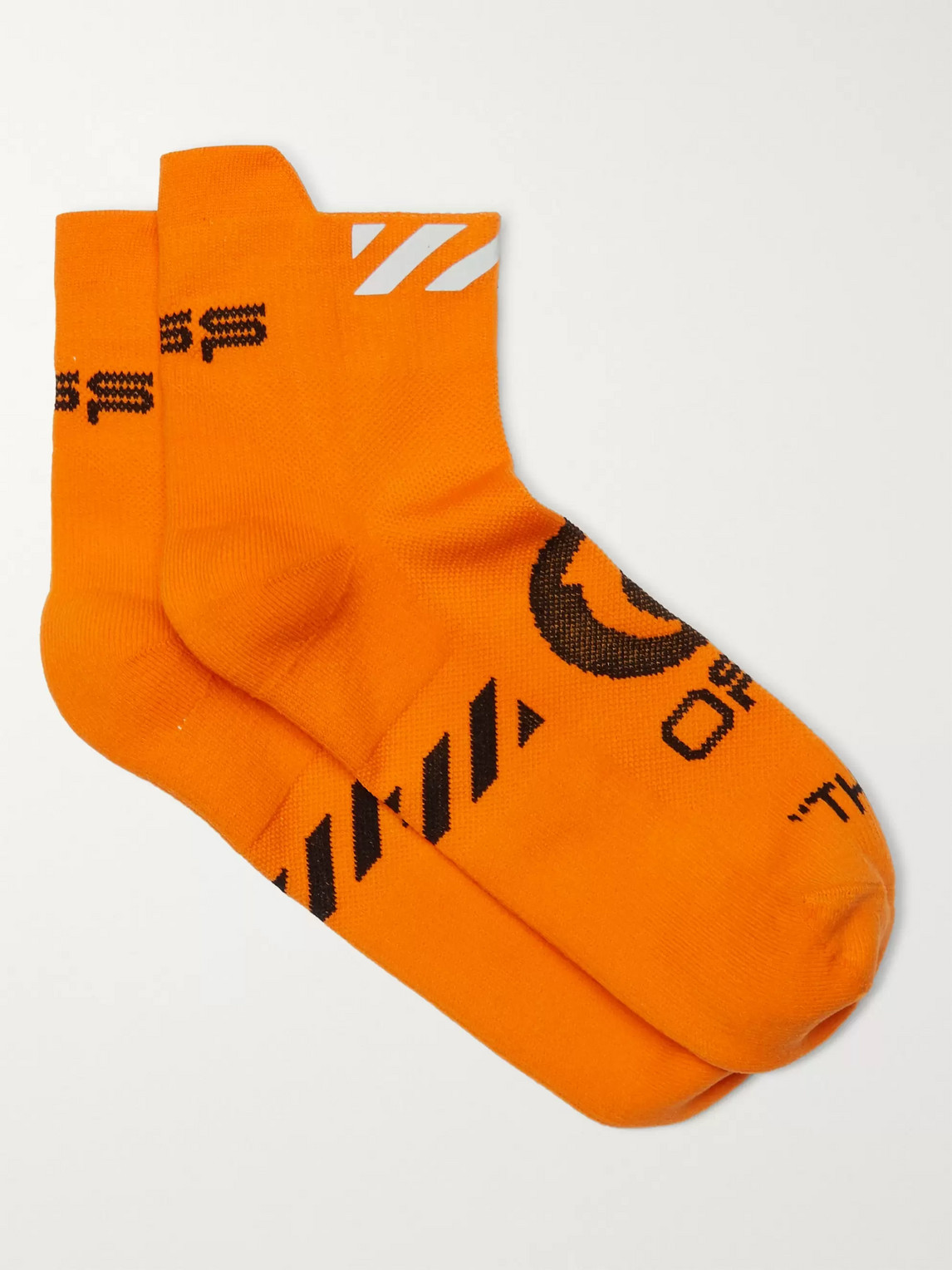 Off-white Logo-intarsia Stretch-knit No-show Socks In Orange