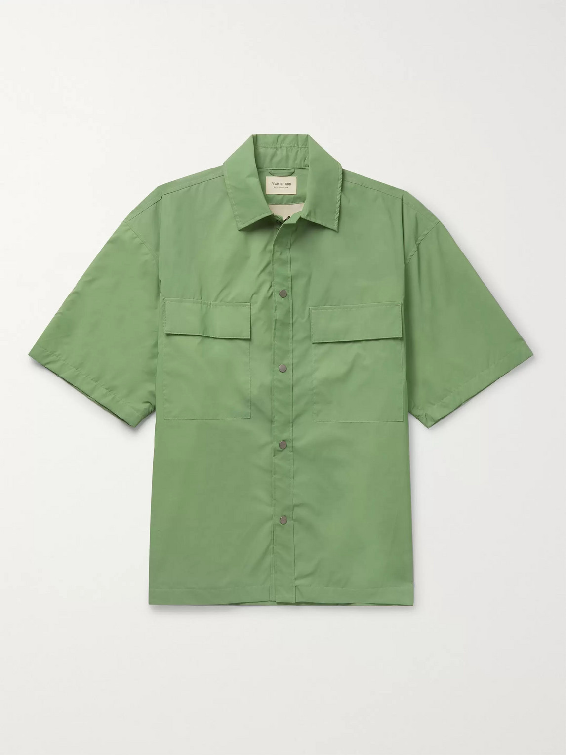 Fear Of God Iridescent Nylon Overshirt In Green