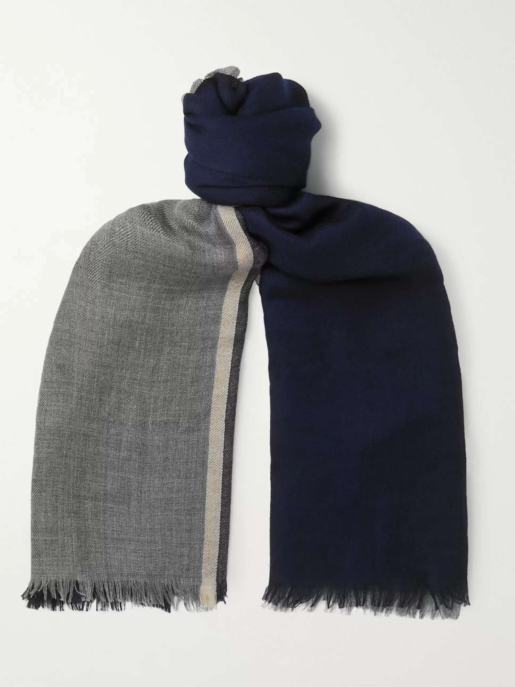 for Men Mens Scarves and mufflers Brunello Cucinelli Scarves and mufflers Silk & Linen-blend Scarf in Navy Brunello Cucinelli Cashmere Blue 
