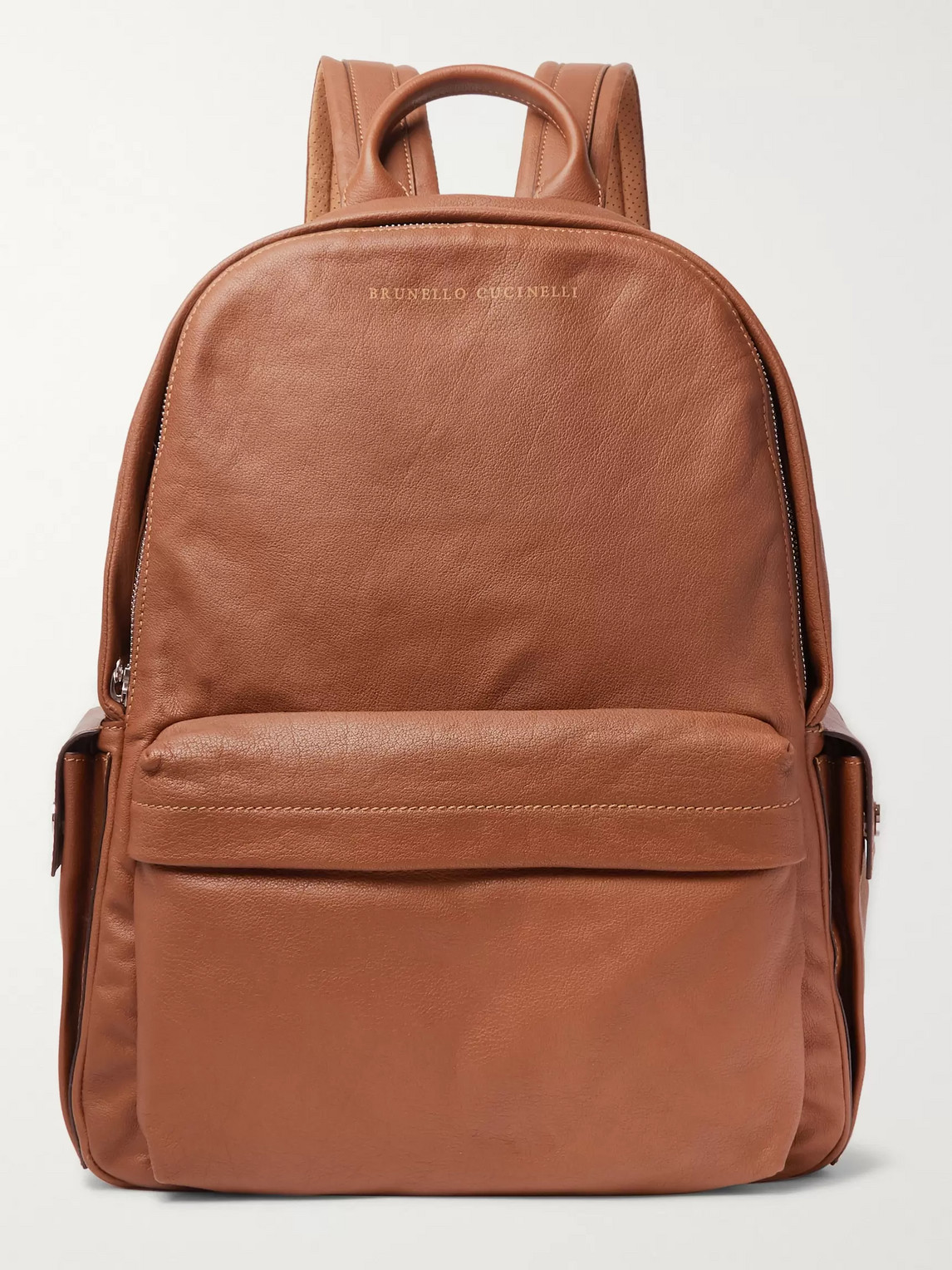 Brunello Cucinelli Full-grain Leather And Suede Backpack In Brown